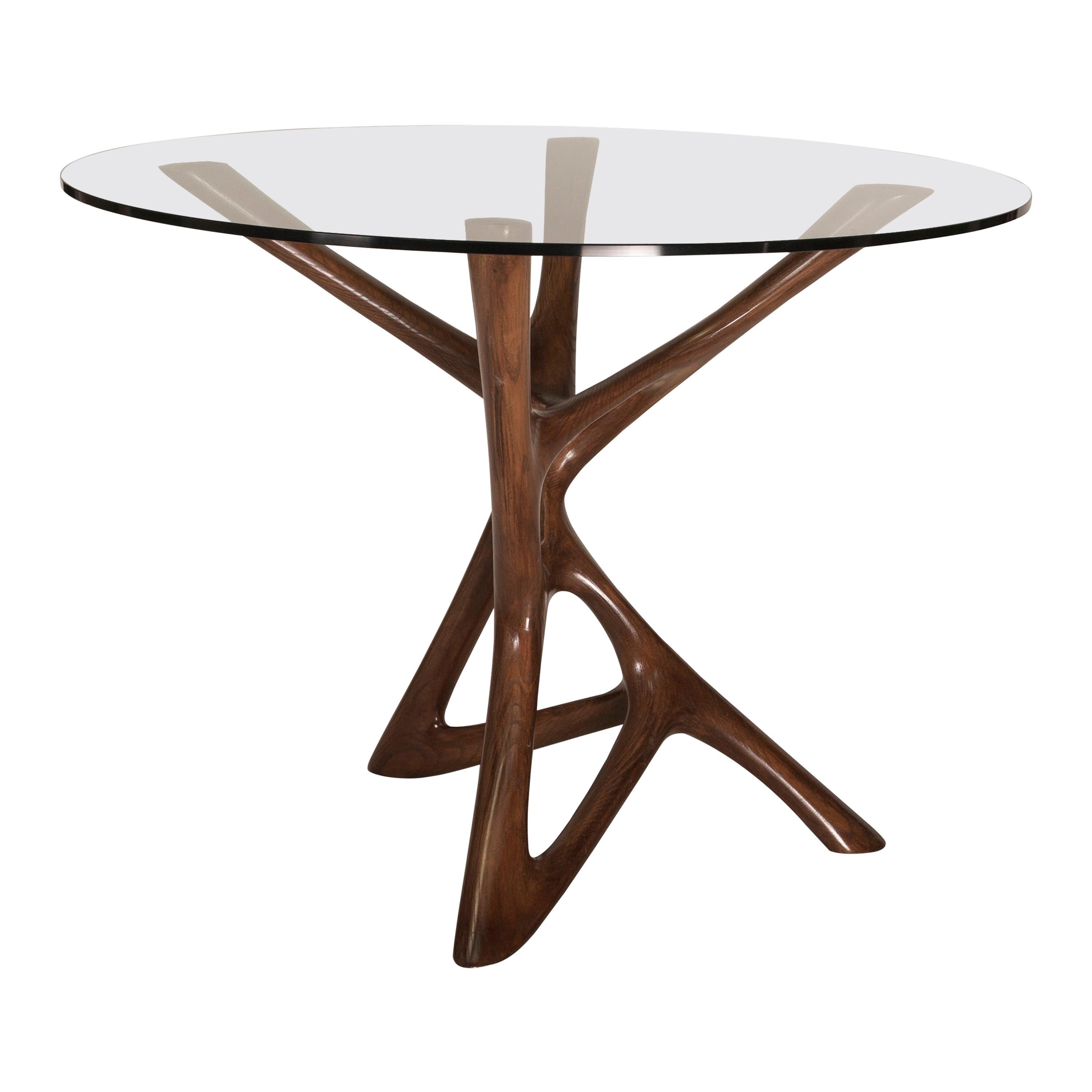 Amorph Ava Center or Dining Table, Solid Wood Stained Graphite Walnut