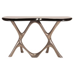 Amorph Avatar Console Table in Nickel Finish with Black Lacquer