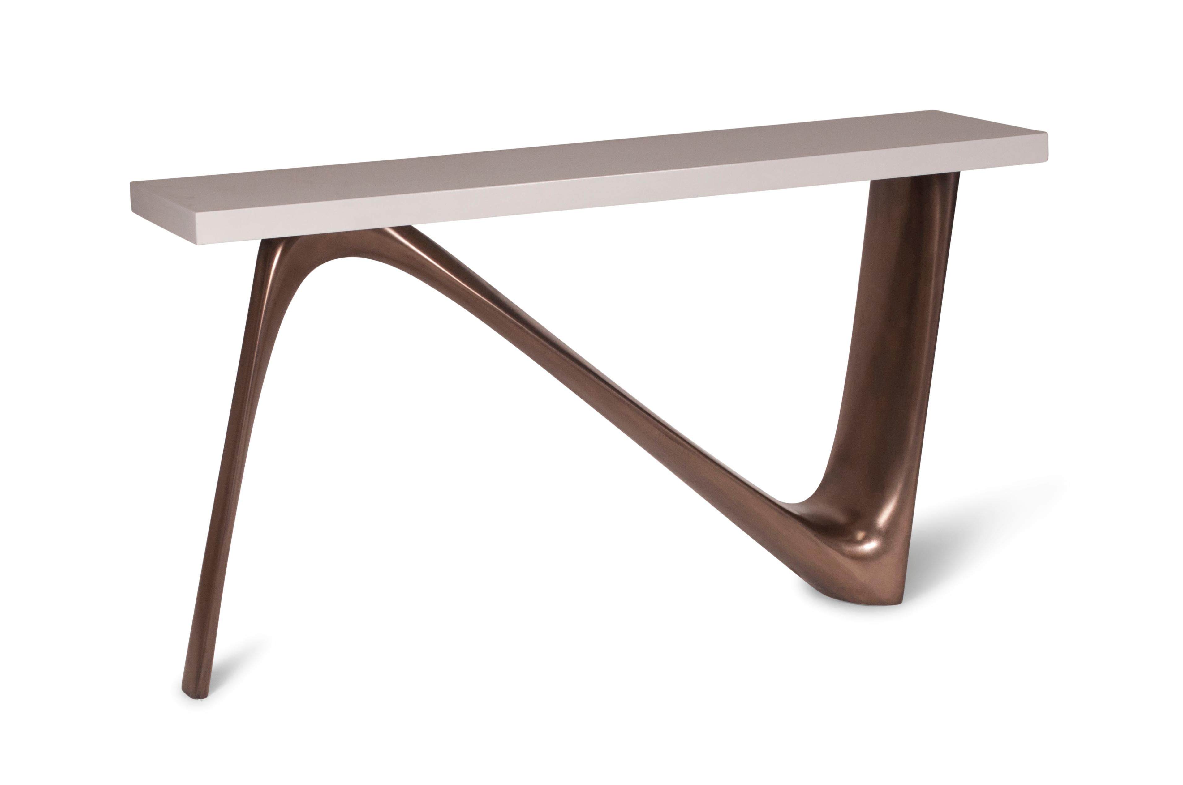 Modern Amorph Aviva Console Bronze Finish with White lacquered top For Sale