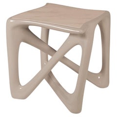 Amorph Avra side table in gray lacquer finish with stone Amorph Avra side table in gray lacquer finish with stone