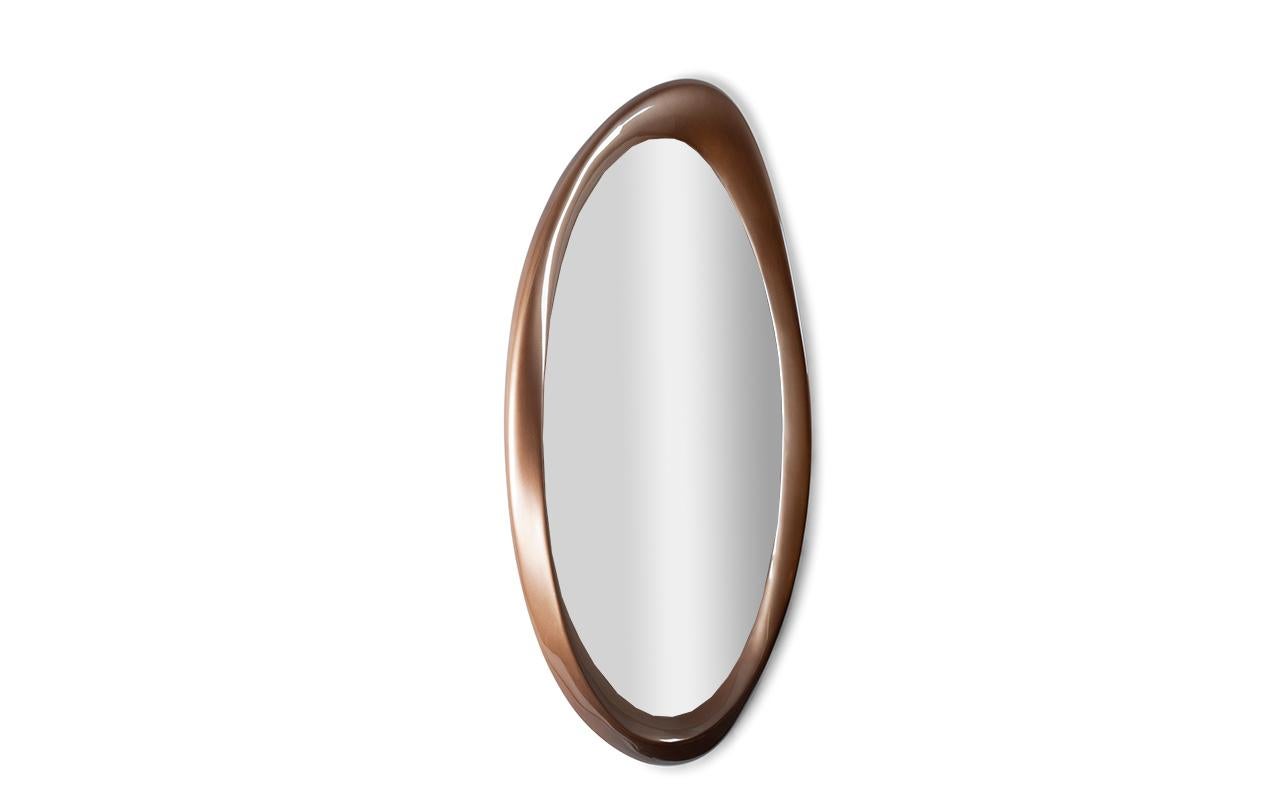 Organic Modern Baris wall Mirror, Champagne Metallic lacquer by Amorph For Sale