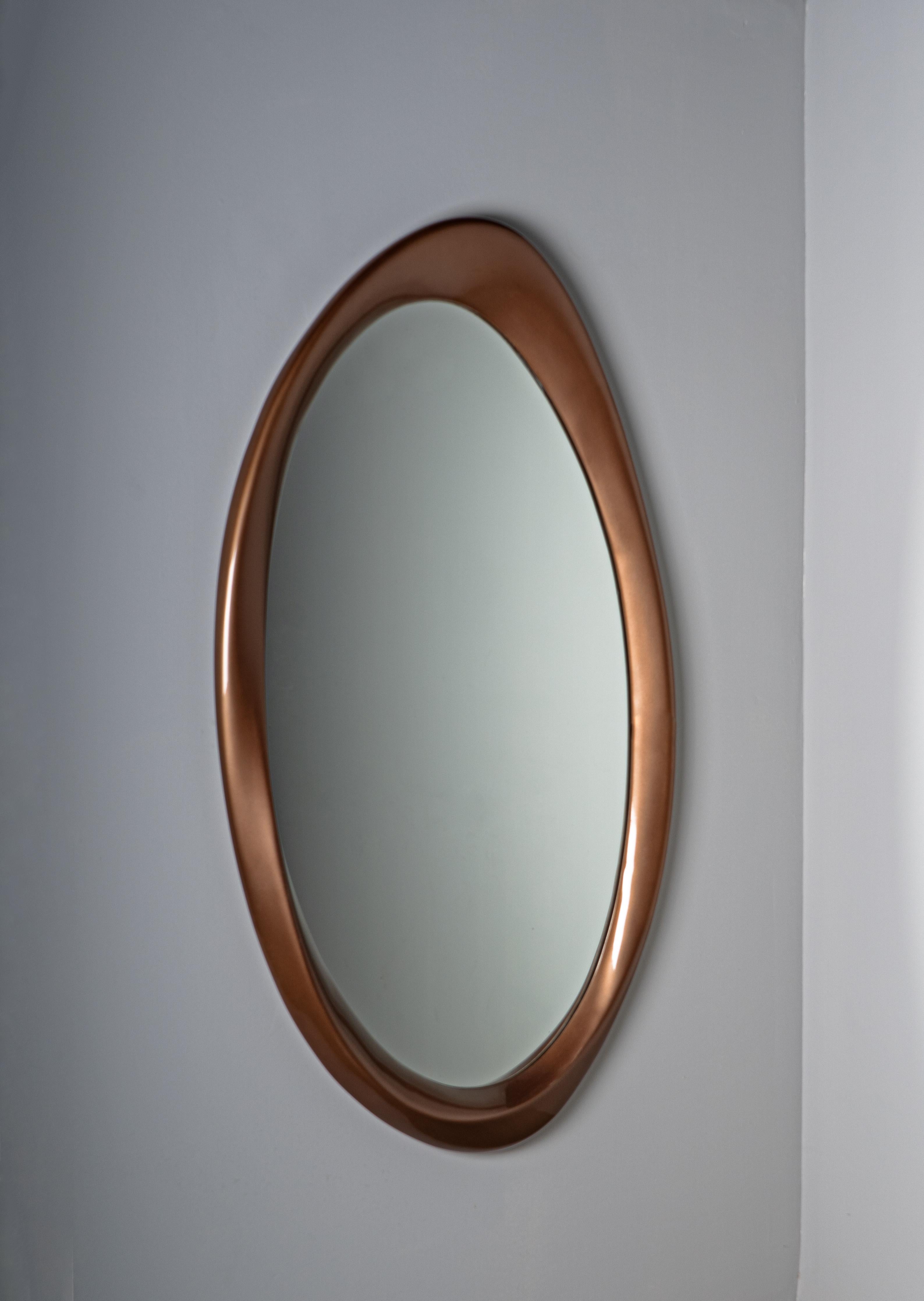 Carved Baris wall Mirror, Champagne Metallic lacquer by Amorph For Sale