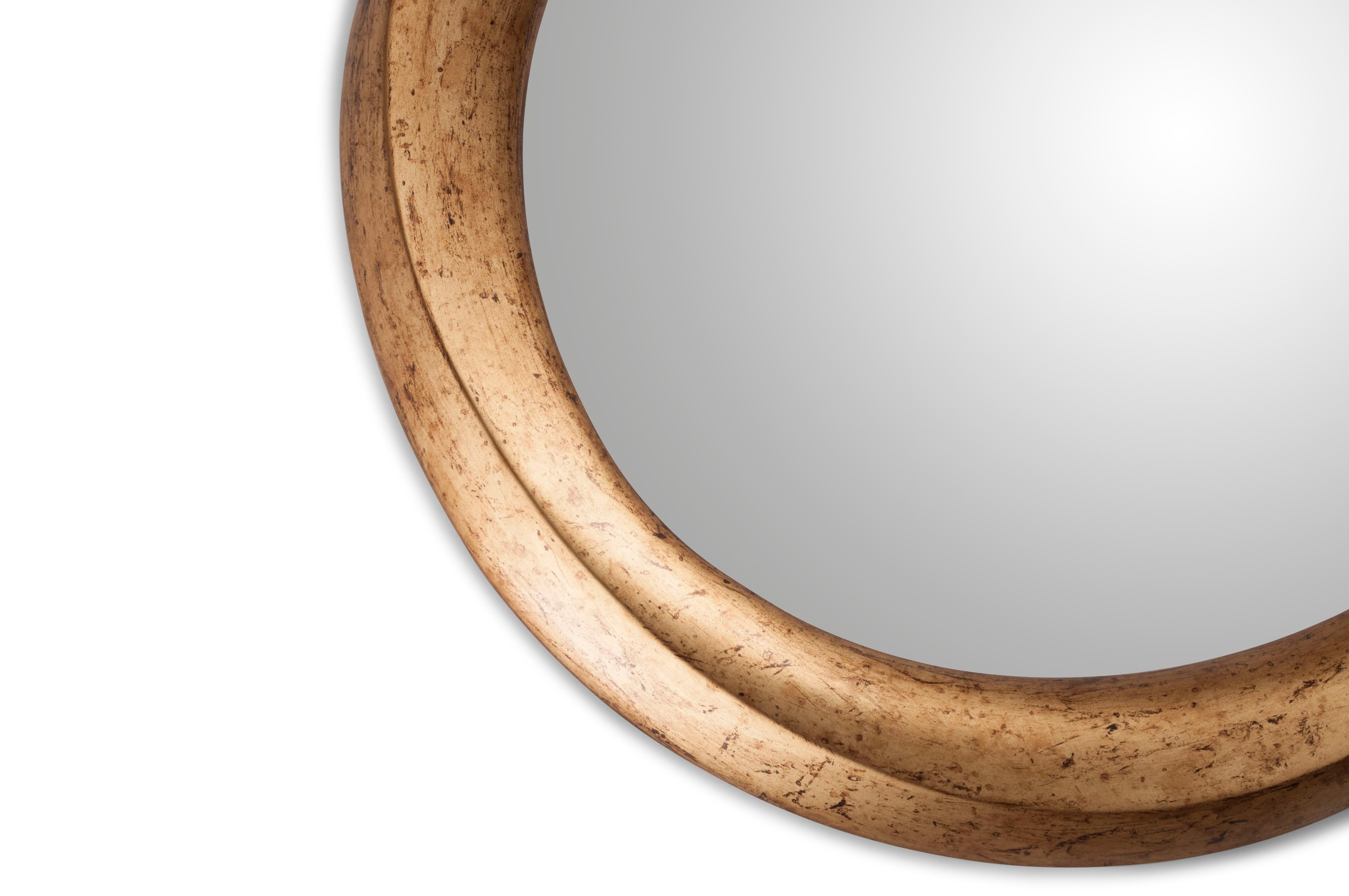 Carved Amorph Chiara Mirror Frame, Rusted Gold Finish  For Sale