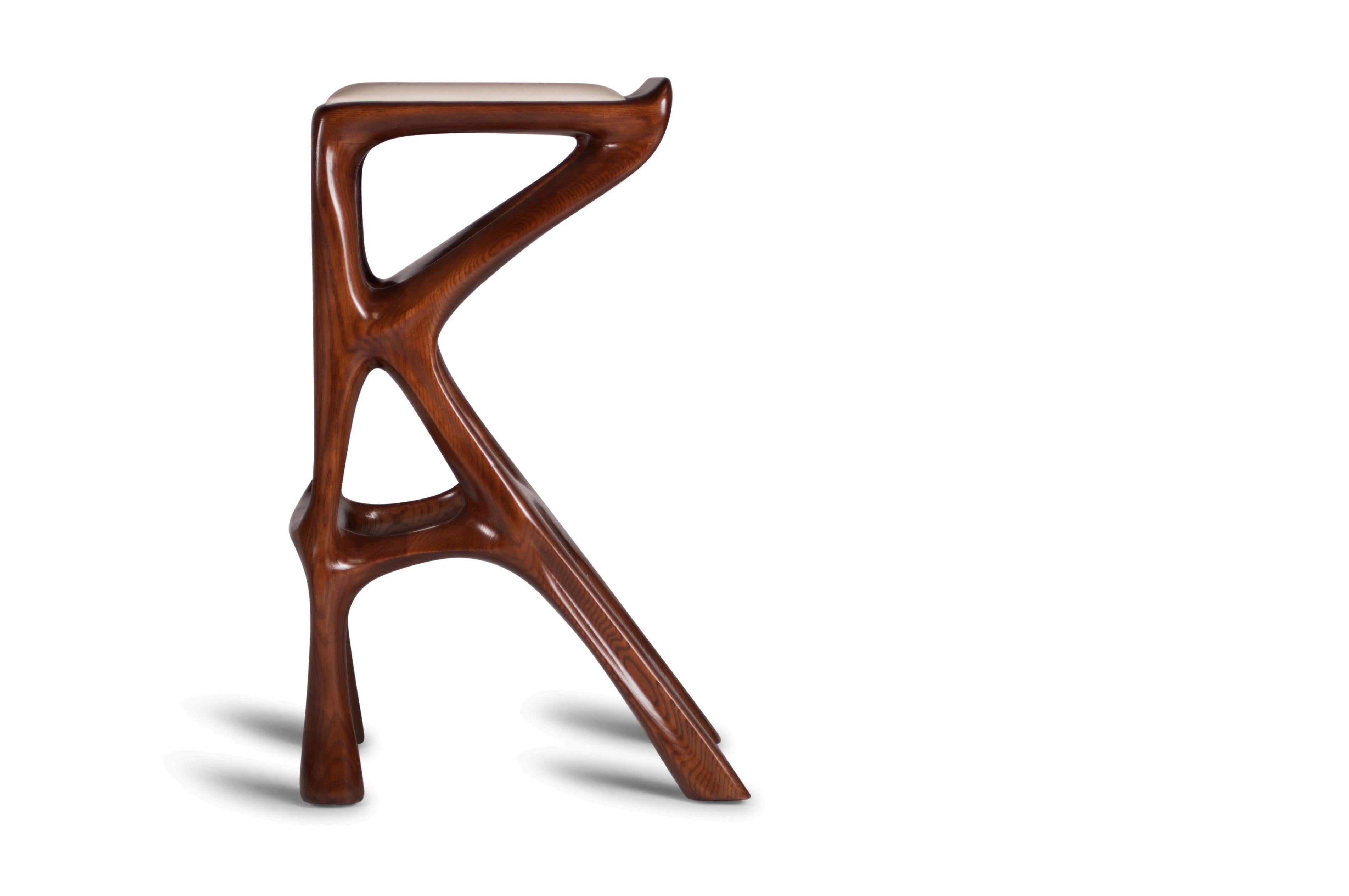 Contemporary Amorph Chimera Bar Stool, Stained Walnut For Sale