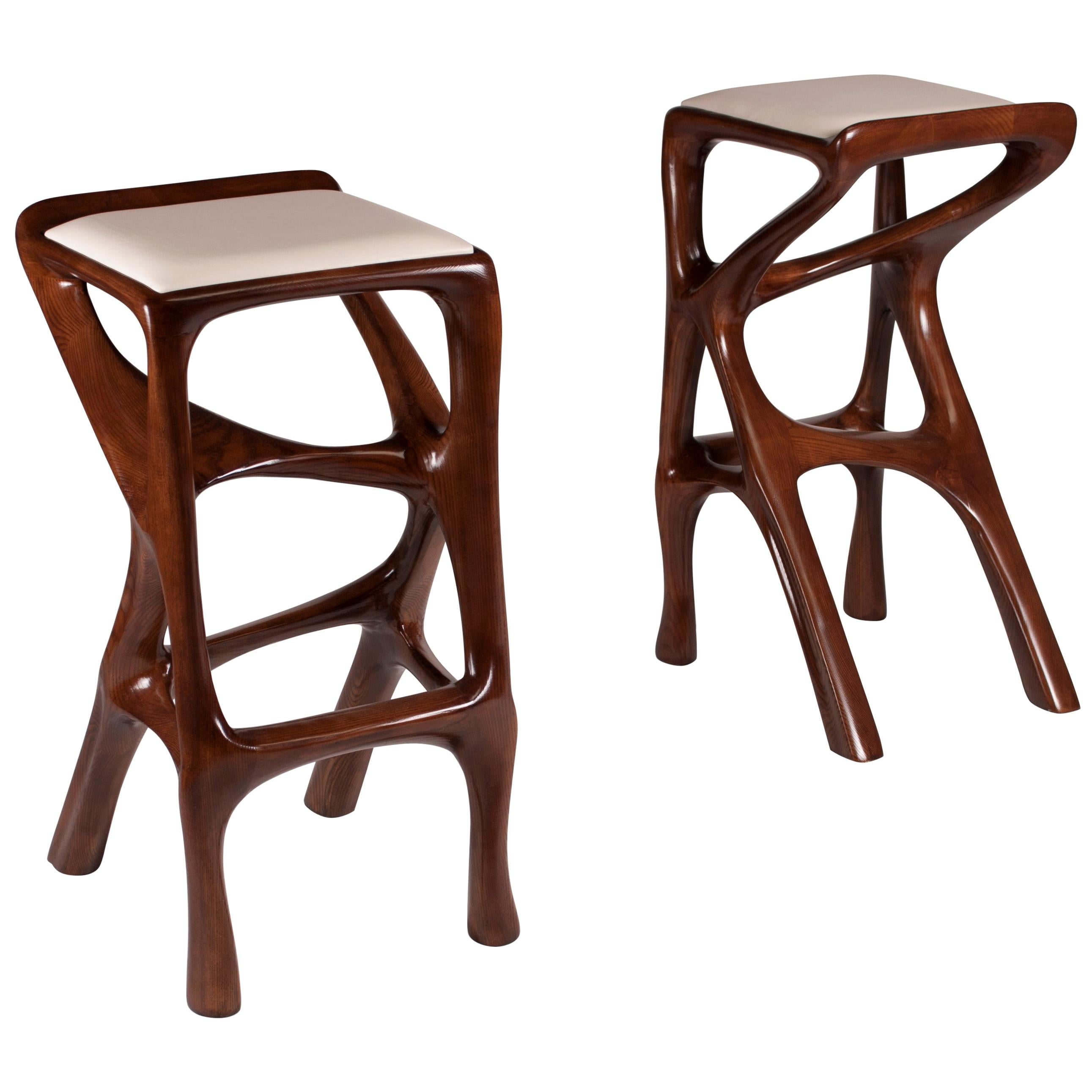 Amorph Chimera Bar Stool, Stained Walnut For Sale