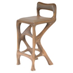 Amorph Chimera Bar Stool with Back in Antique Oak stain on Ash wood 