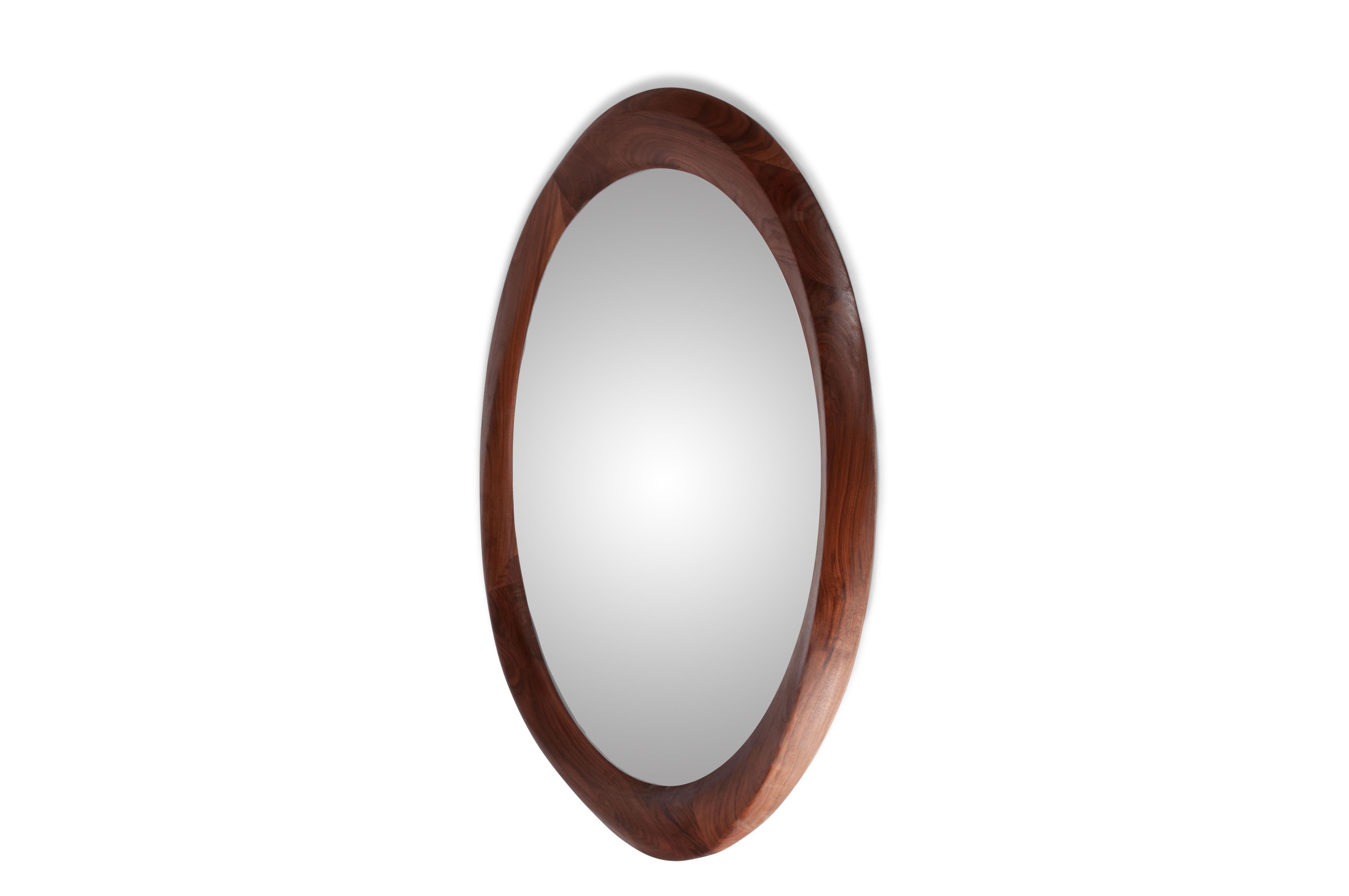 Amorph Contemporary Chiara Mirror Solid Walnut Wood Natural Stain In New Condition For Sale In Los Angeles, CA