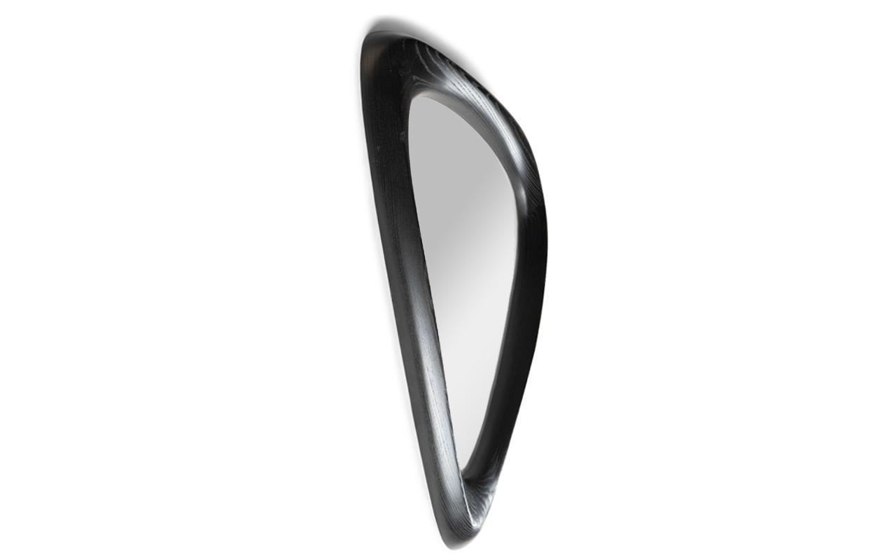 American Cuneate wall Mirror, Ebony stain, Ash Wood by Amorph For Sale