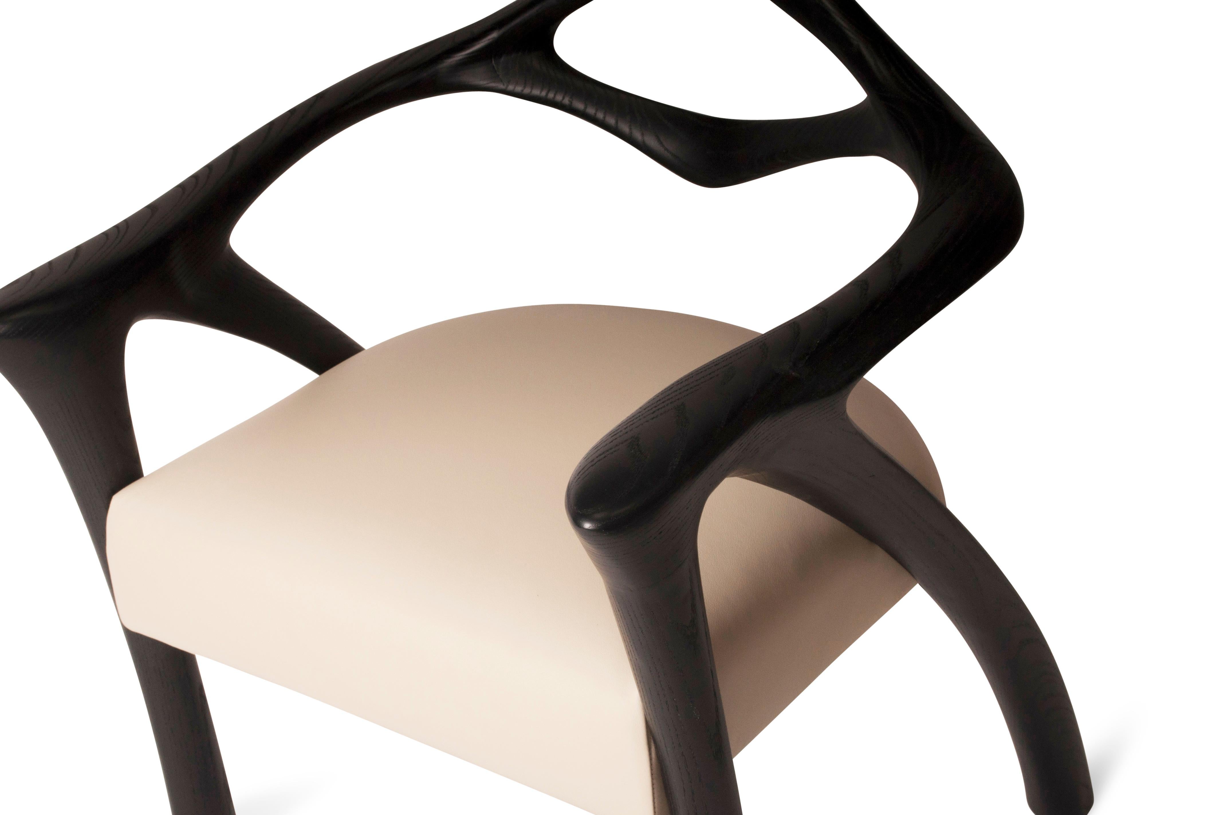 Contemporary Amorph Darcey Dining Chair, Ebony Stained For Sale