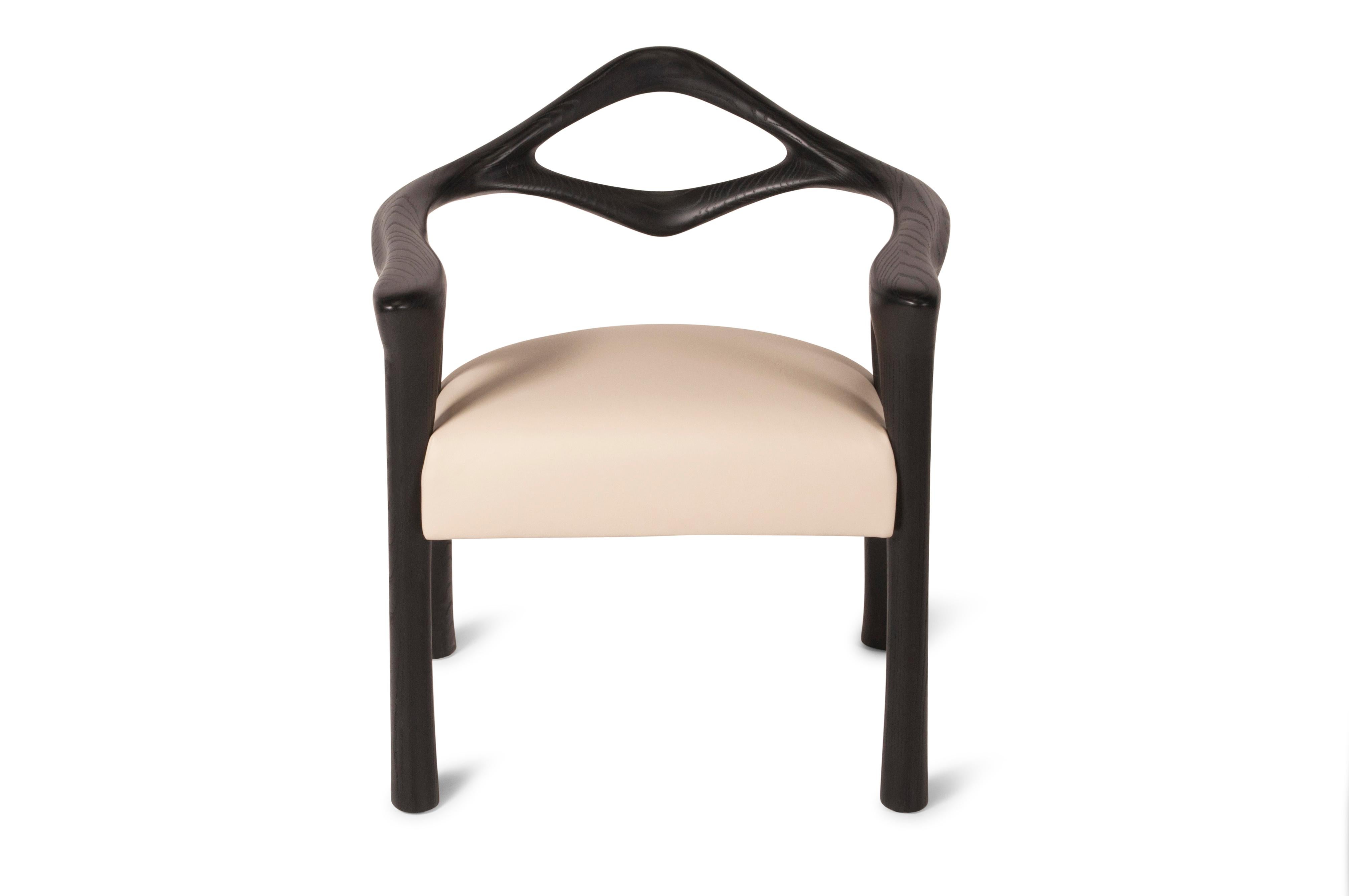 Upholstery Amorph Darcey Dining Chair, Set of 4, Ebony Stained For Sale