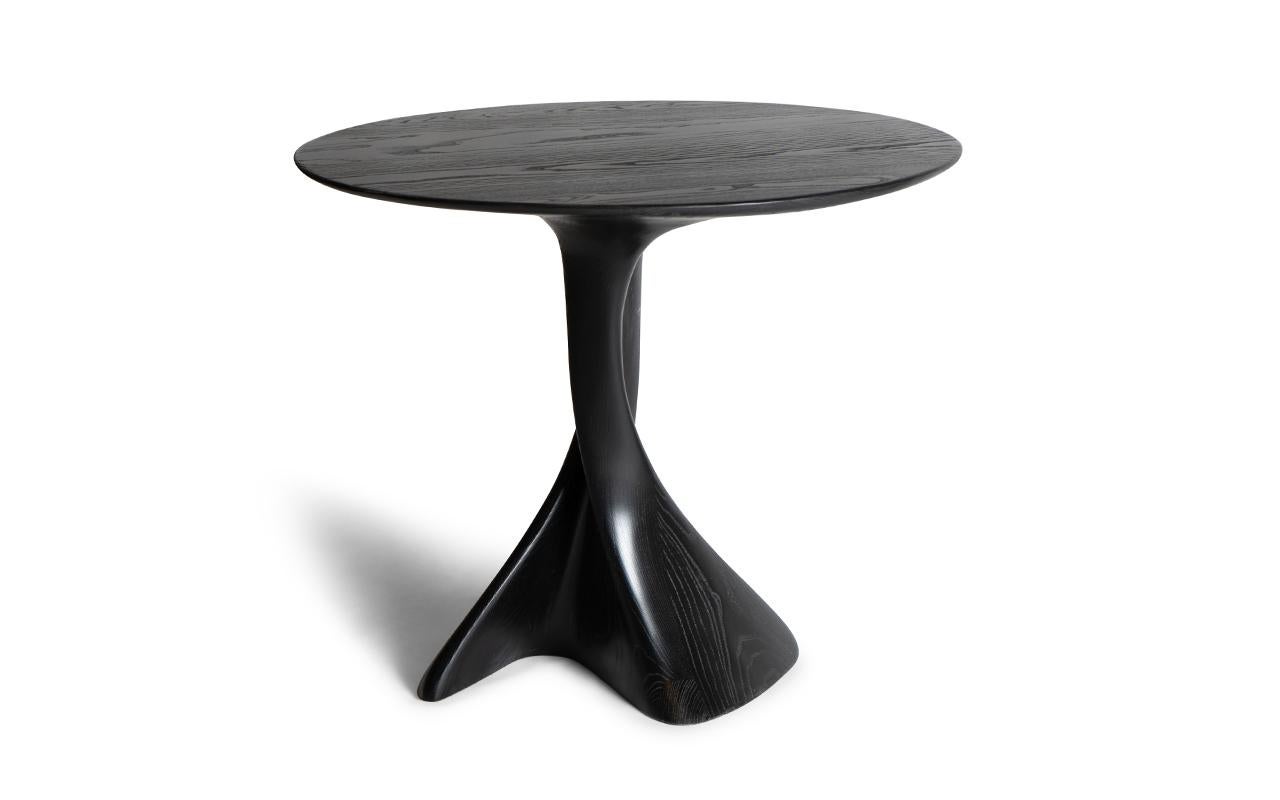 Carved Amorph Dervish Dining Table Ebony stain in Ash wood For Sale