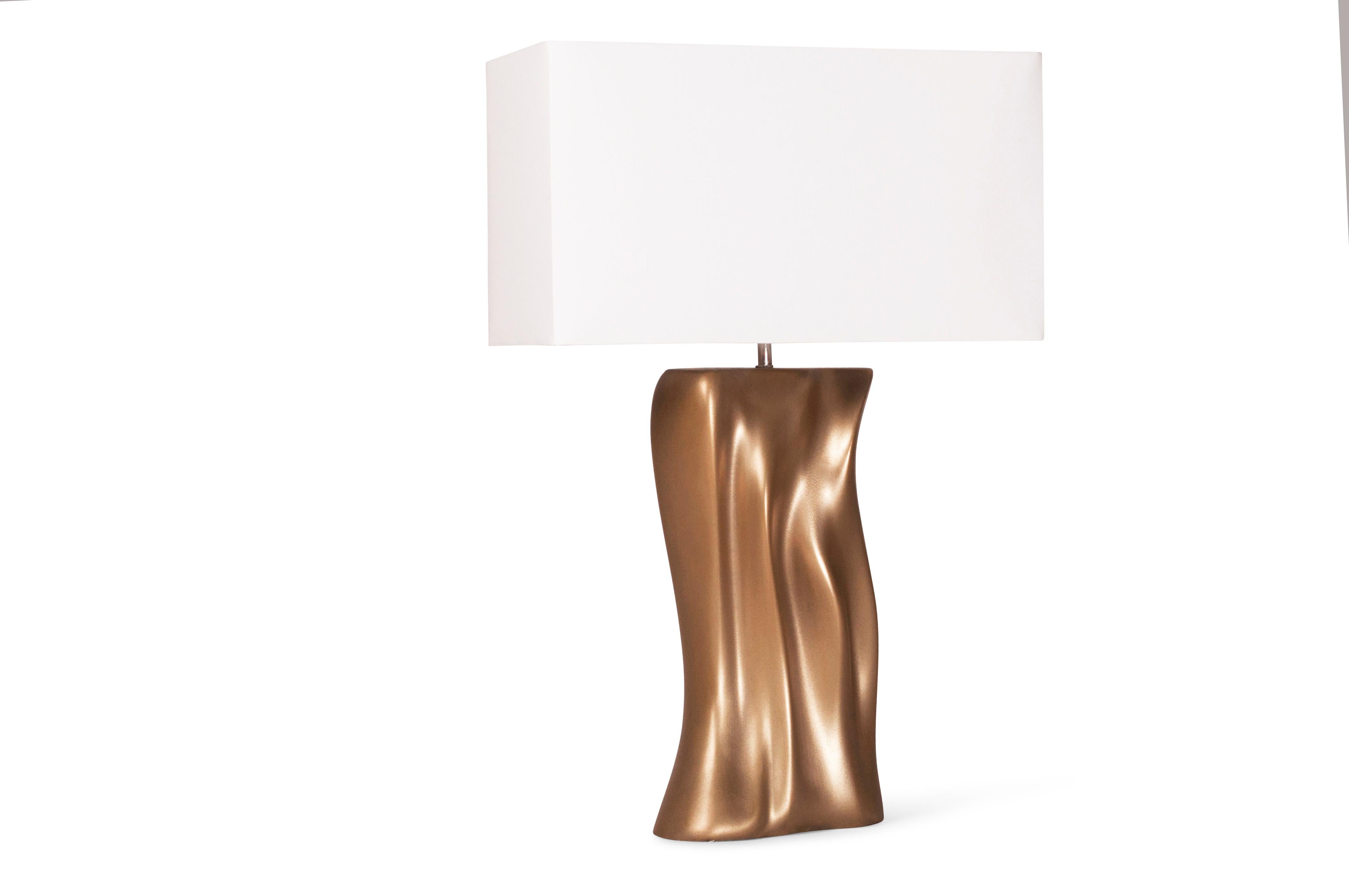 American Amorph Doris Table Lamp Gold Finish Ivory Silk Shade