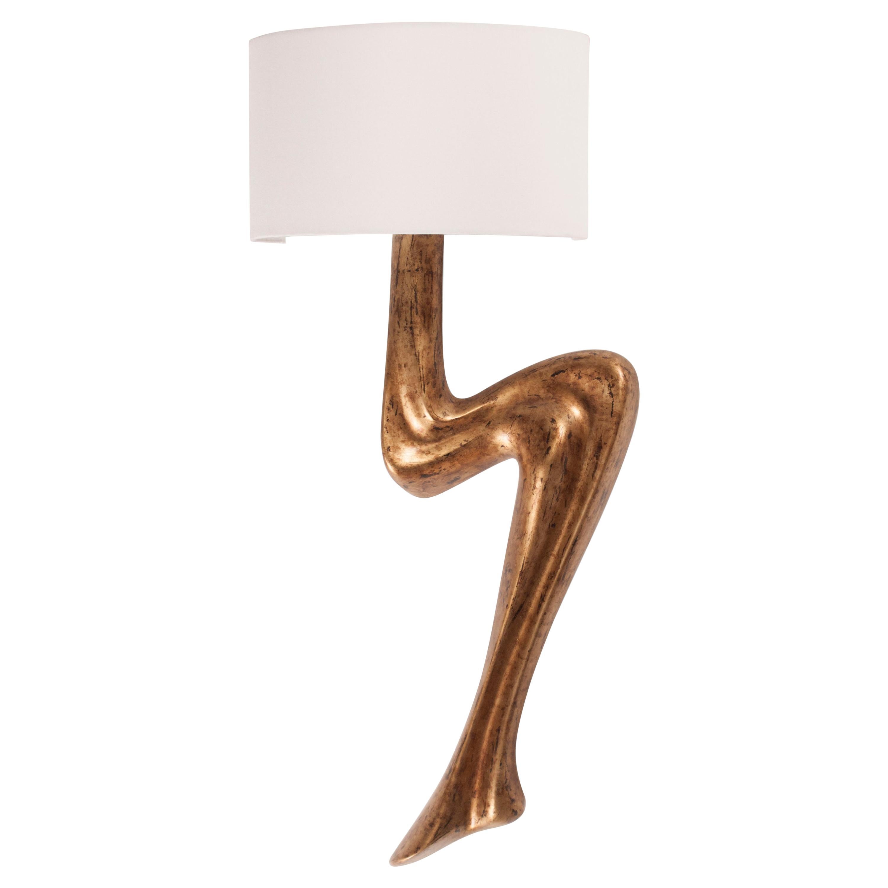 Amorph Emma Sconces Wall Lighting in Rusted Gold Finish with Ivory Silk Shade