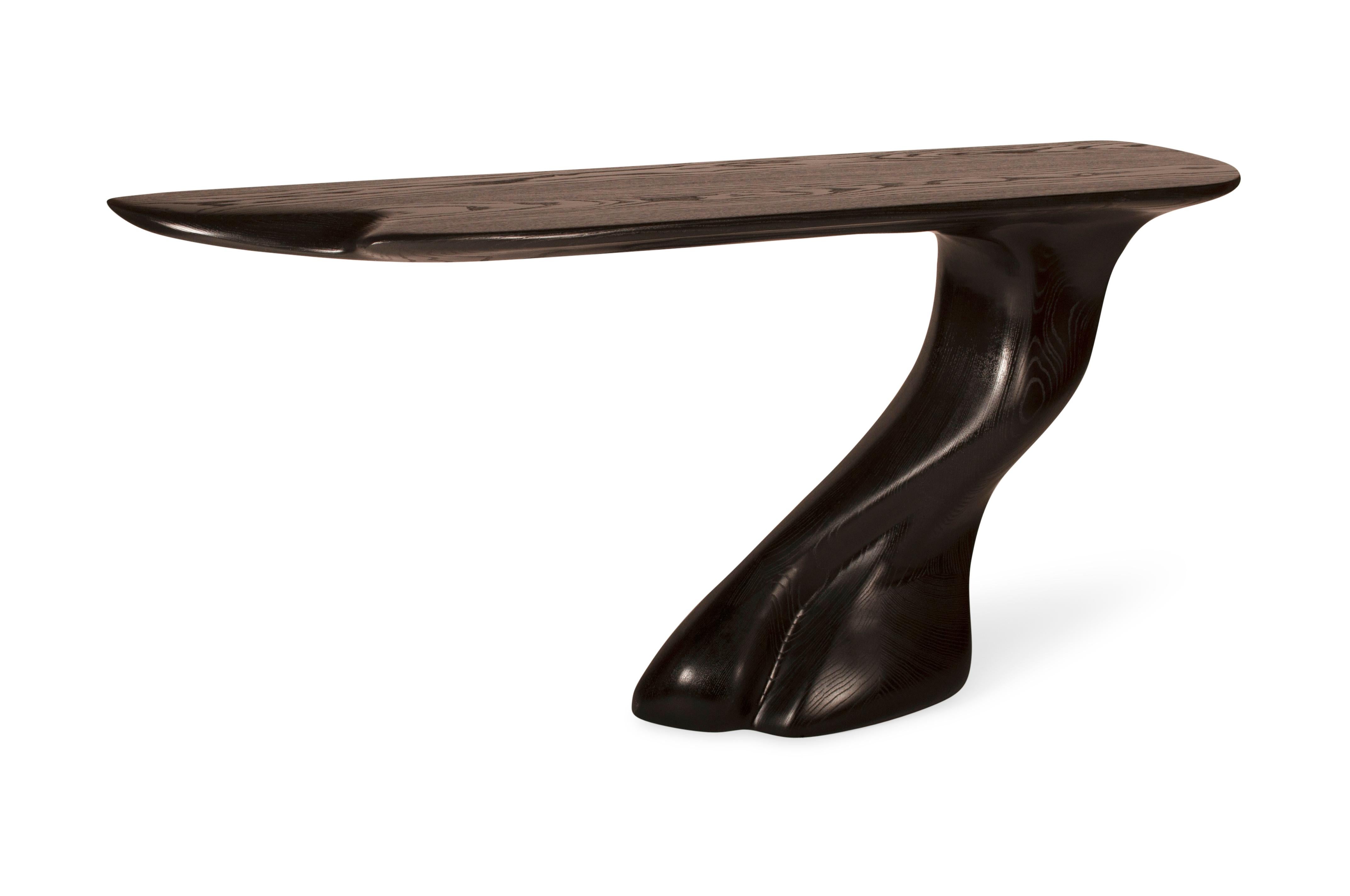 American Amorph Frolic modern wall mounted Console, Ebony Stain on Ash wood Facing Right For Sale