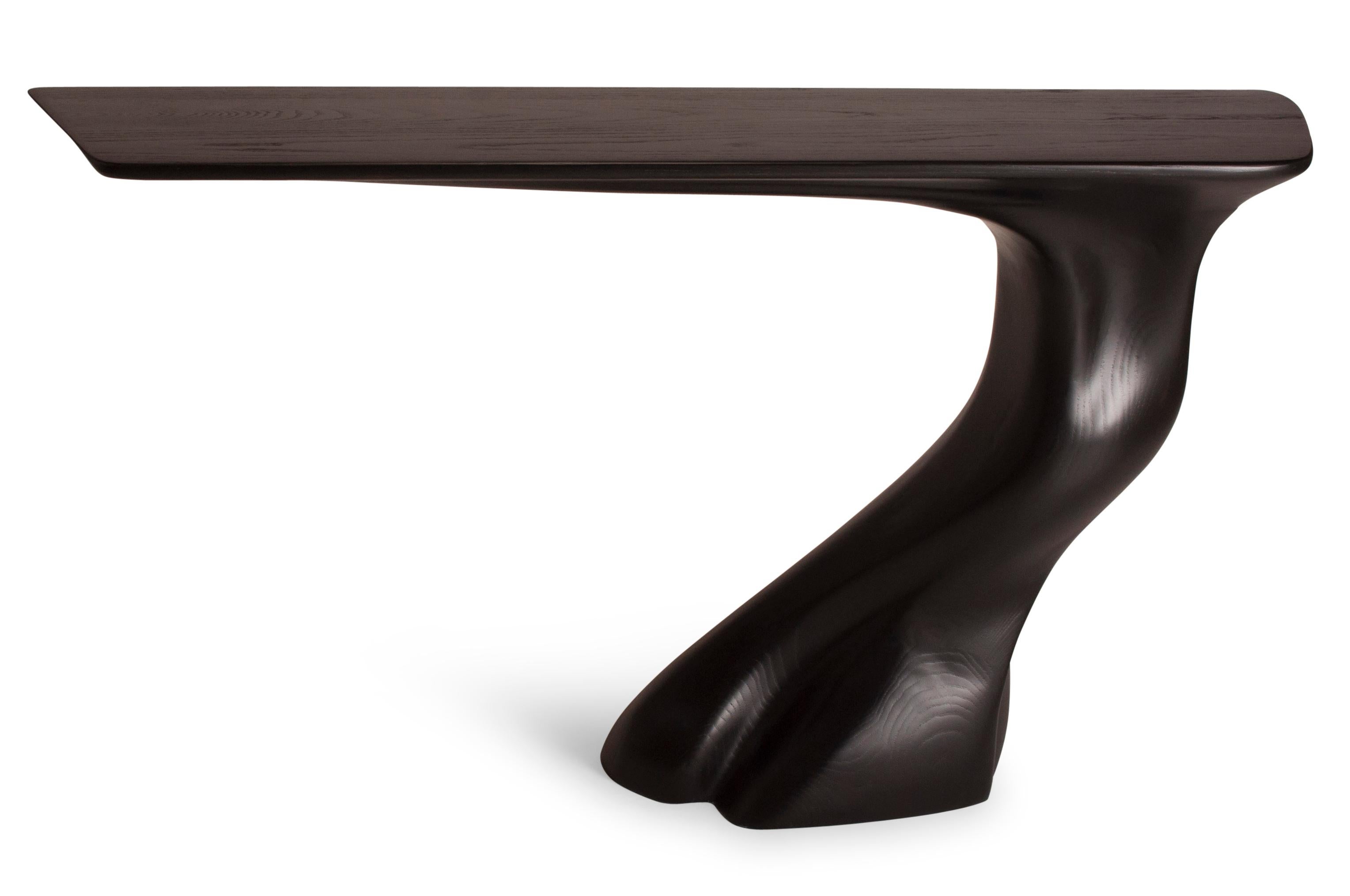 Modern Amorph Frolic wall mounted console in Ebony stain on Ash wood Facing Left For Sale