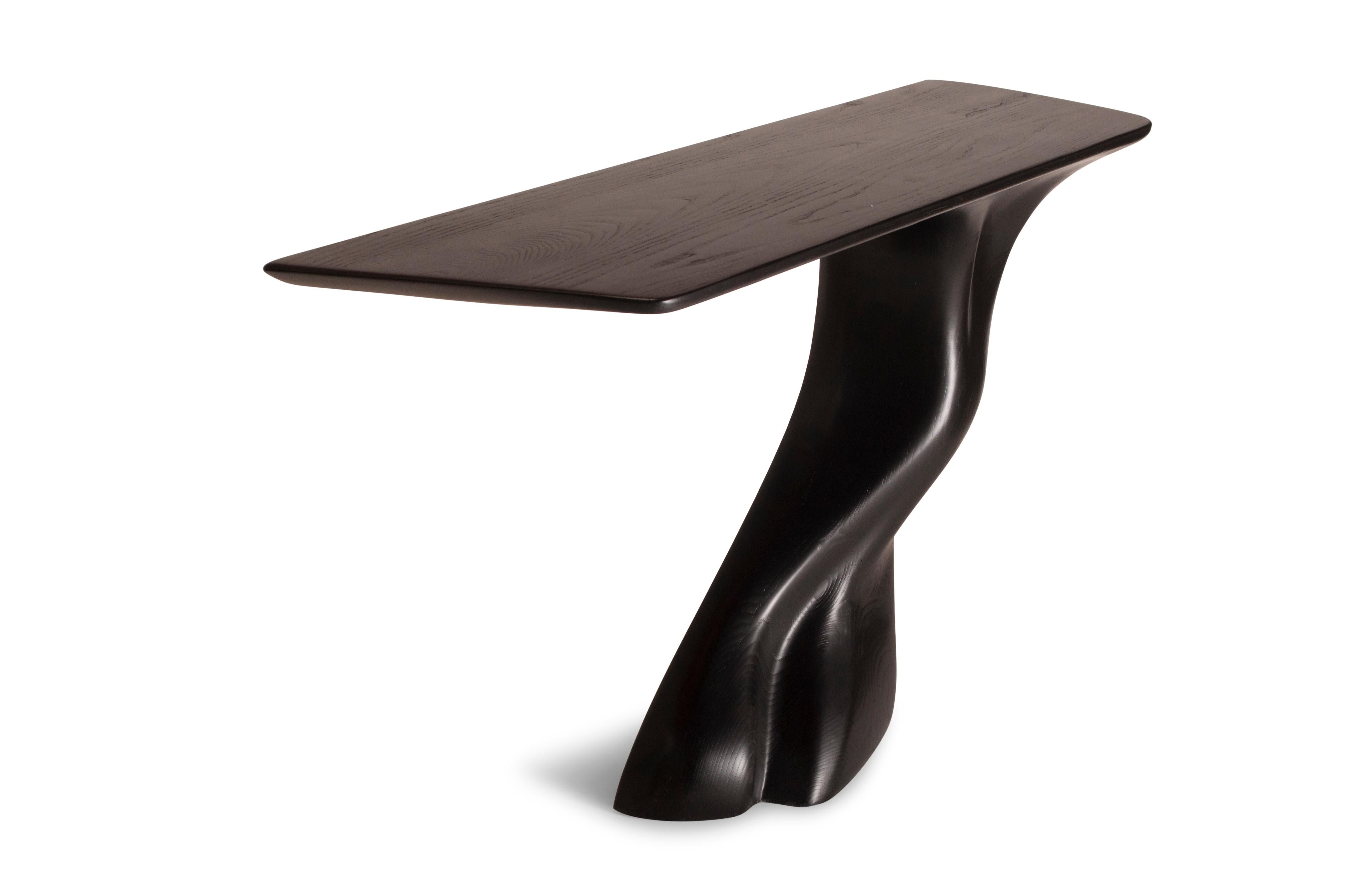 Contemporary Amorph Frolic wall mounted console in Ebony stain on Ash wood Facing Left For Sale
