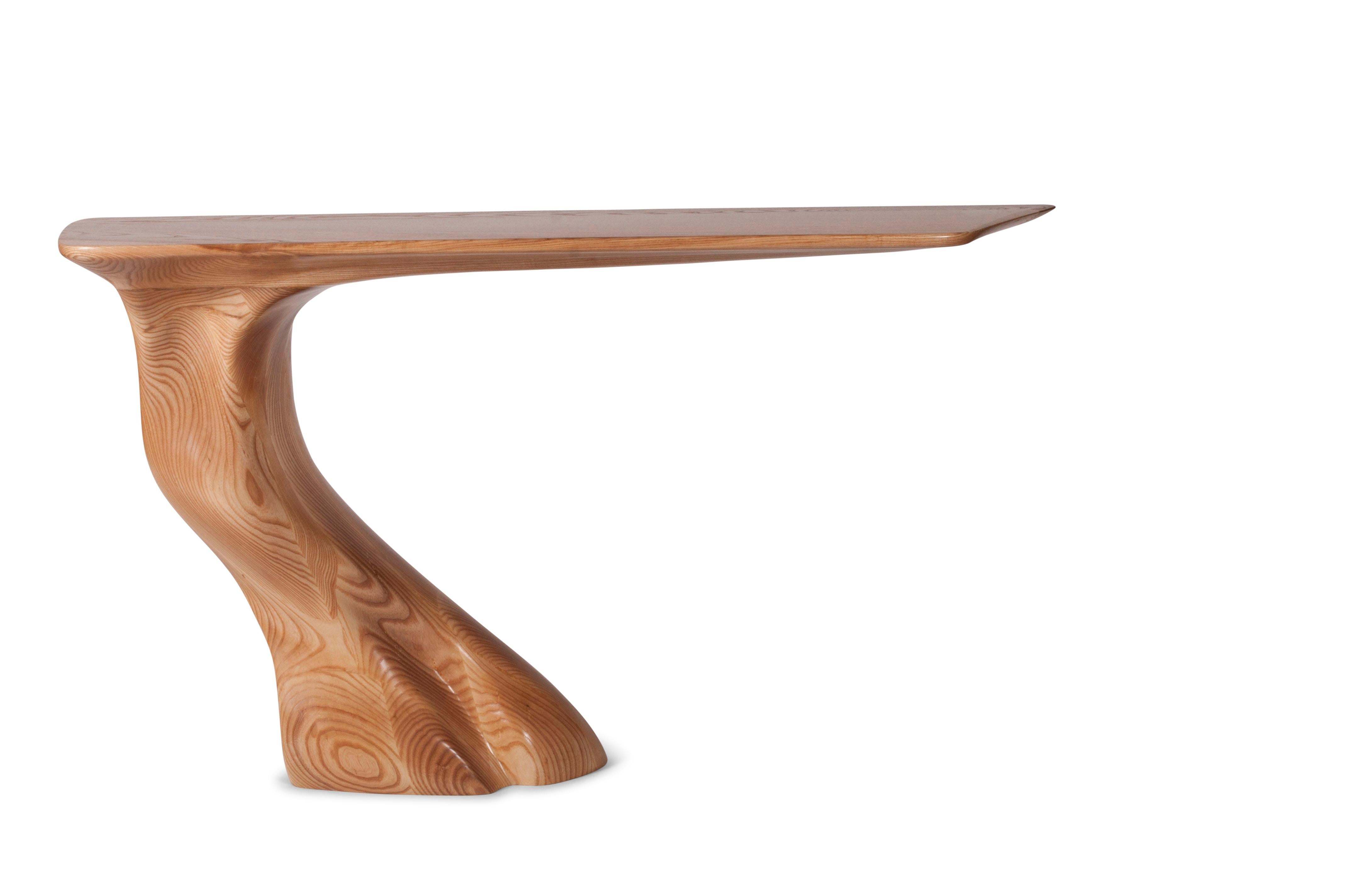 Frolic console is unique wood carved piece designed and manufactured by Amorph. Frolic is wall mount console and bracket will be provided. We are able to customize the sizes and finishes.
  
About Amorph: 
Amorph is a design and manufacturing