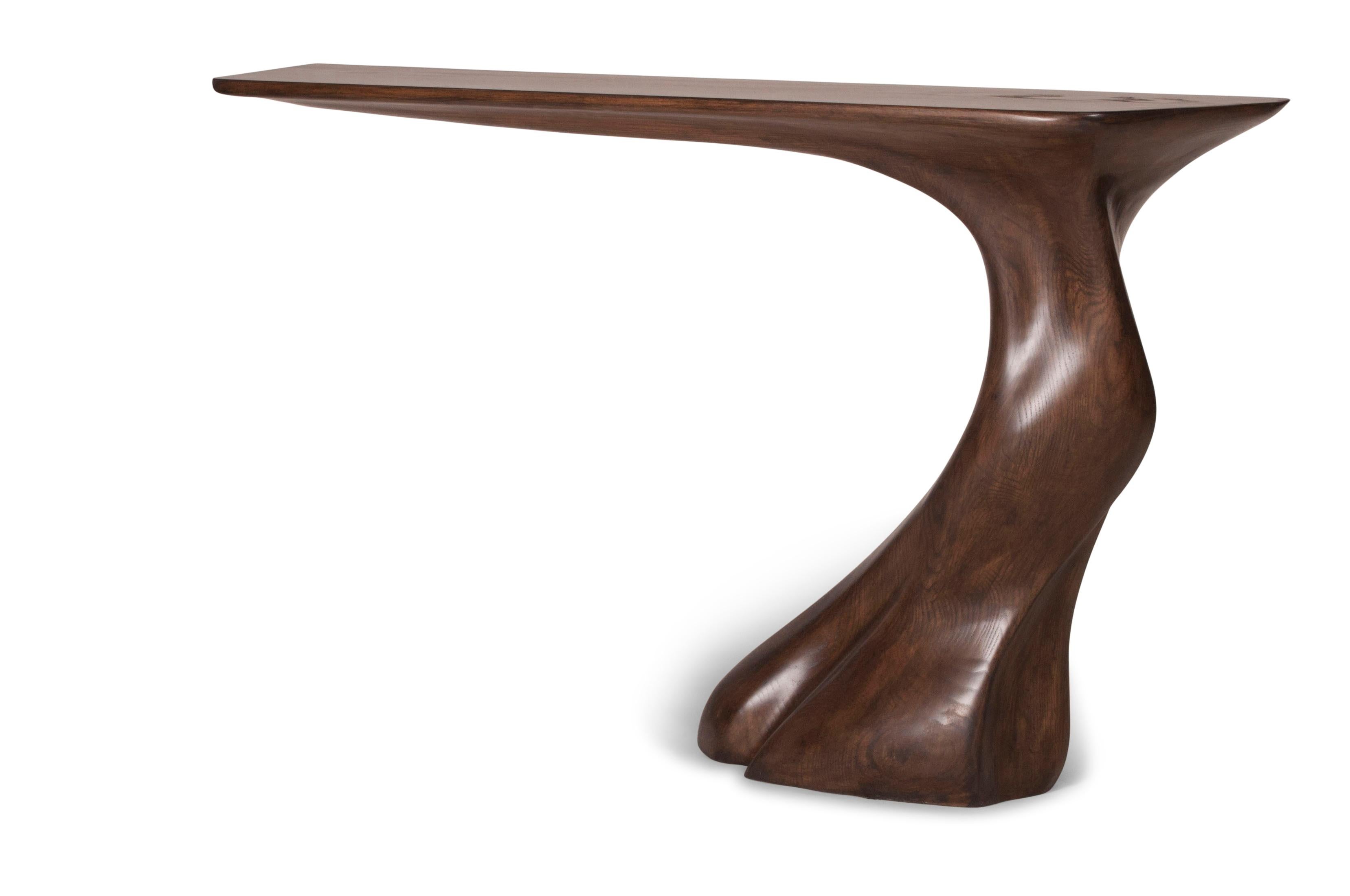 Modern Amorph Frolic Wall Mounted console table in Graphite Walnut stain on Ash wood For Sale