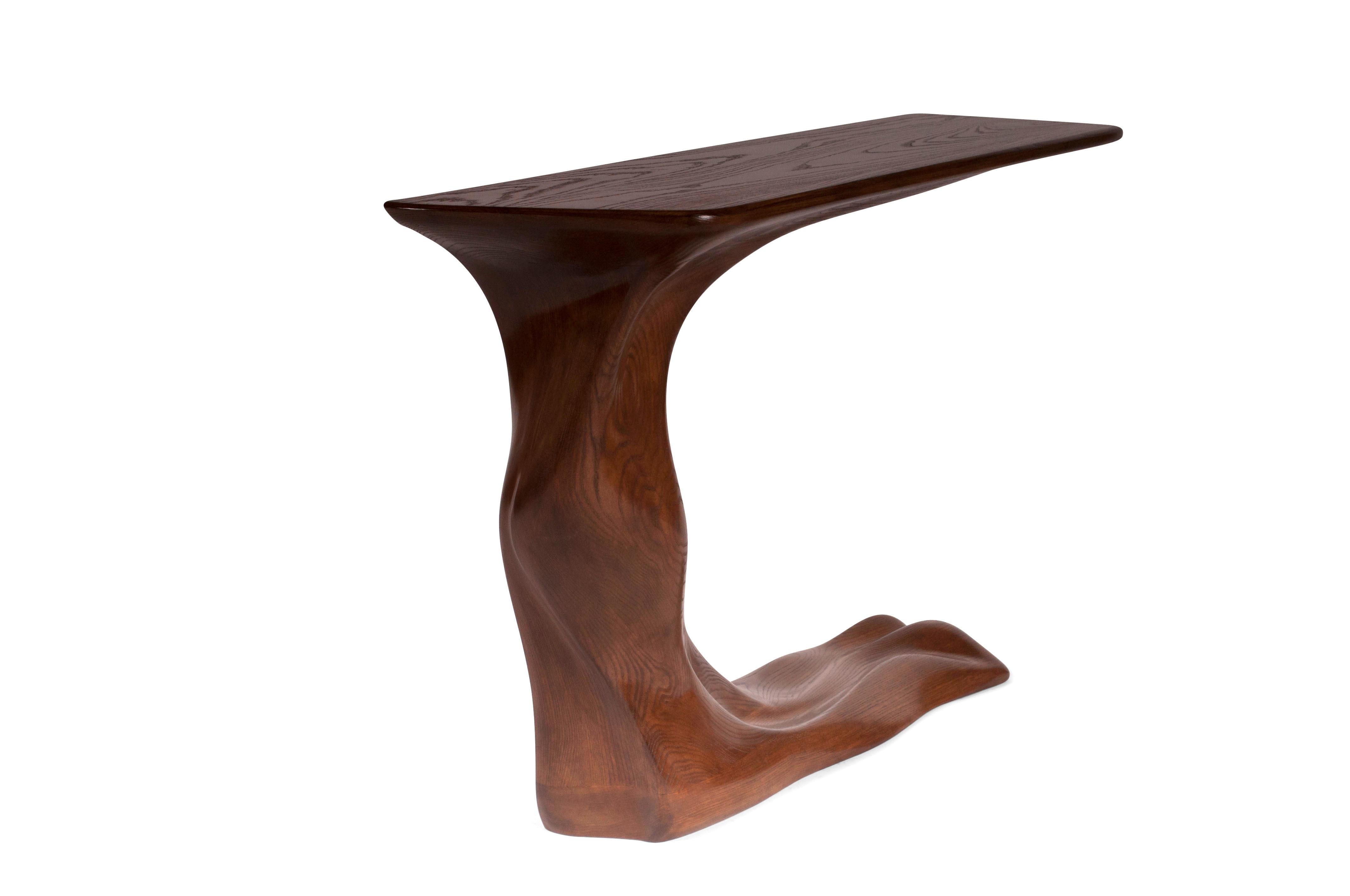 Modern Amorph Frolic Console Table in Walnut Stain on Ash wood with base For Sale