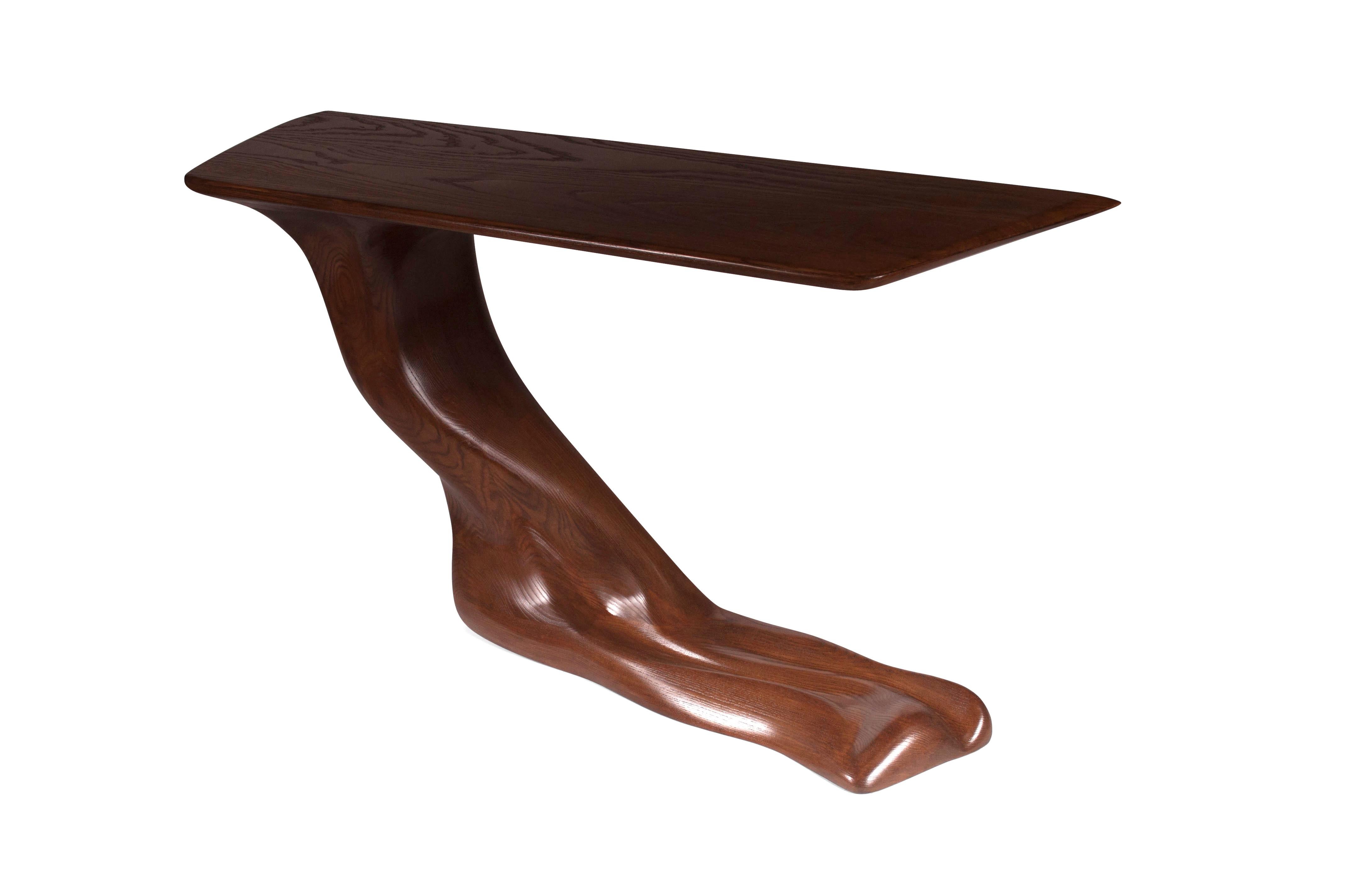 American Amorph Frolic Console Table in Walnut Stain on Ash wood with base For Sale