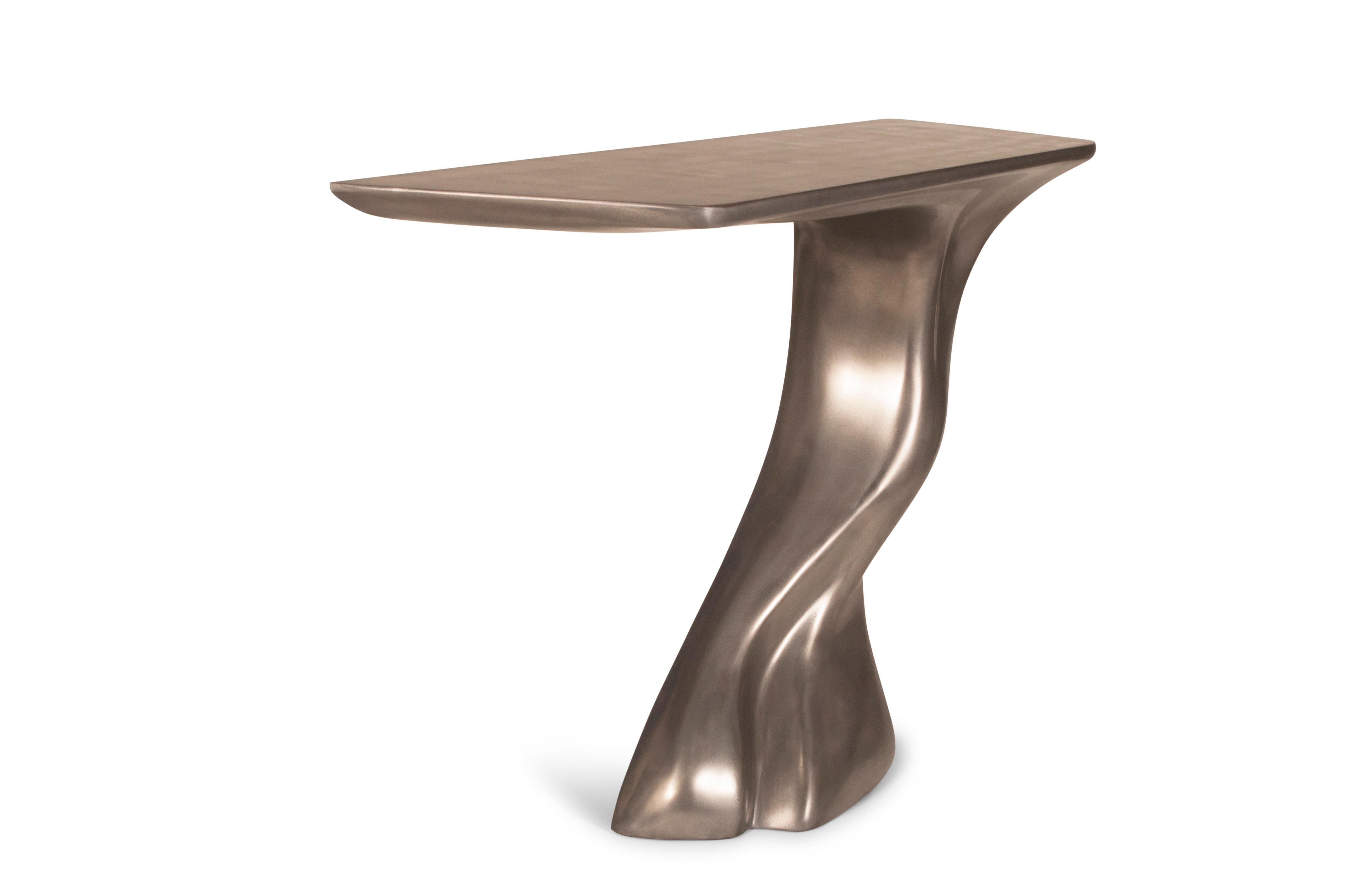 Modern Amorph Frolic Console Table Wall-Mounted Stainless Steel Finish