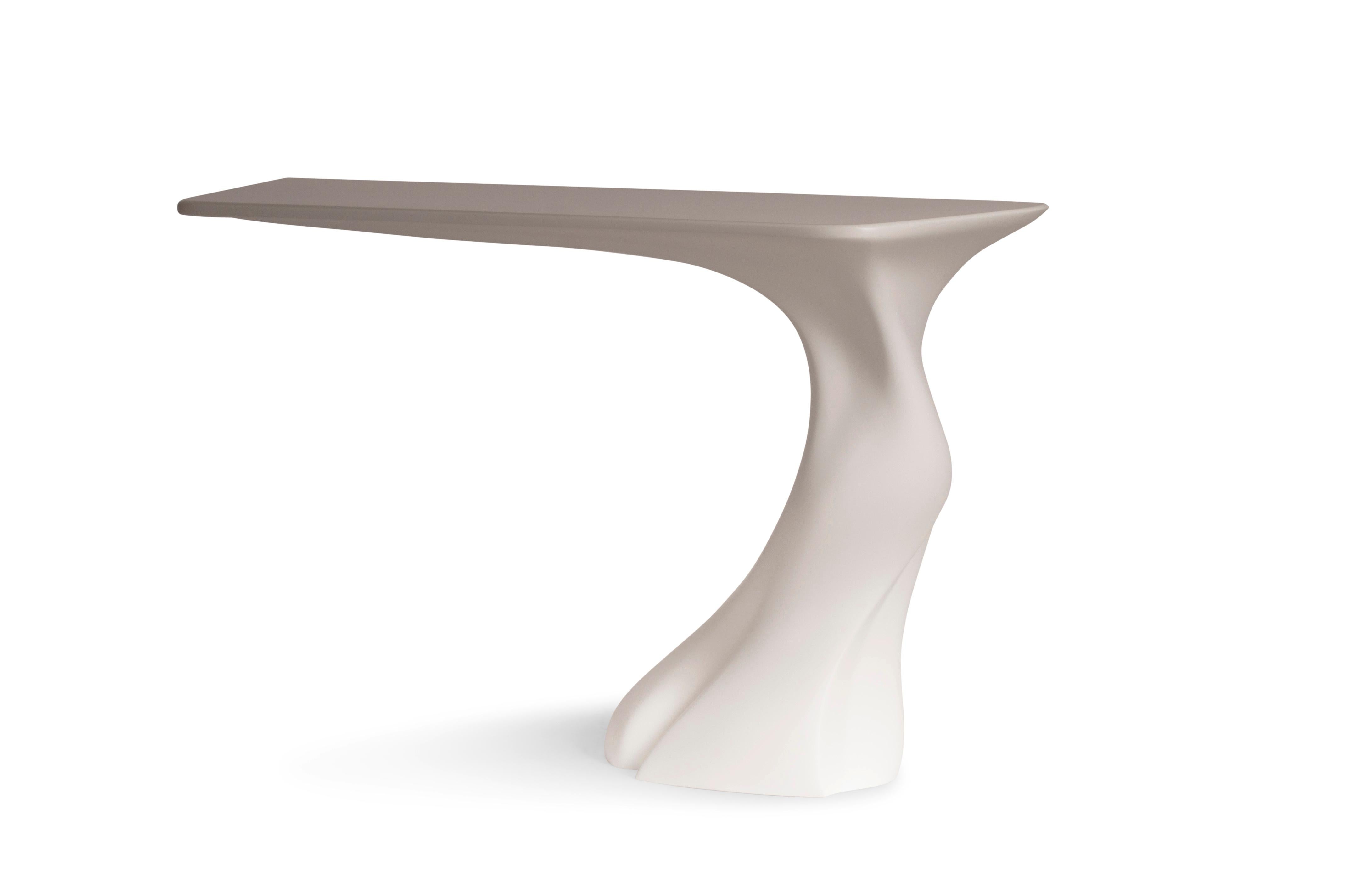 Organic Modern Amorph Frolic Console Table, Wall-Mounted, White Matte, Facing Right For Sale