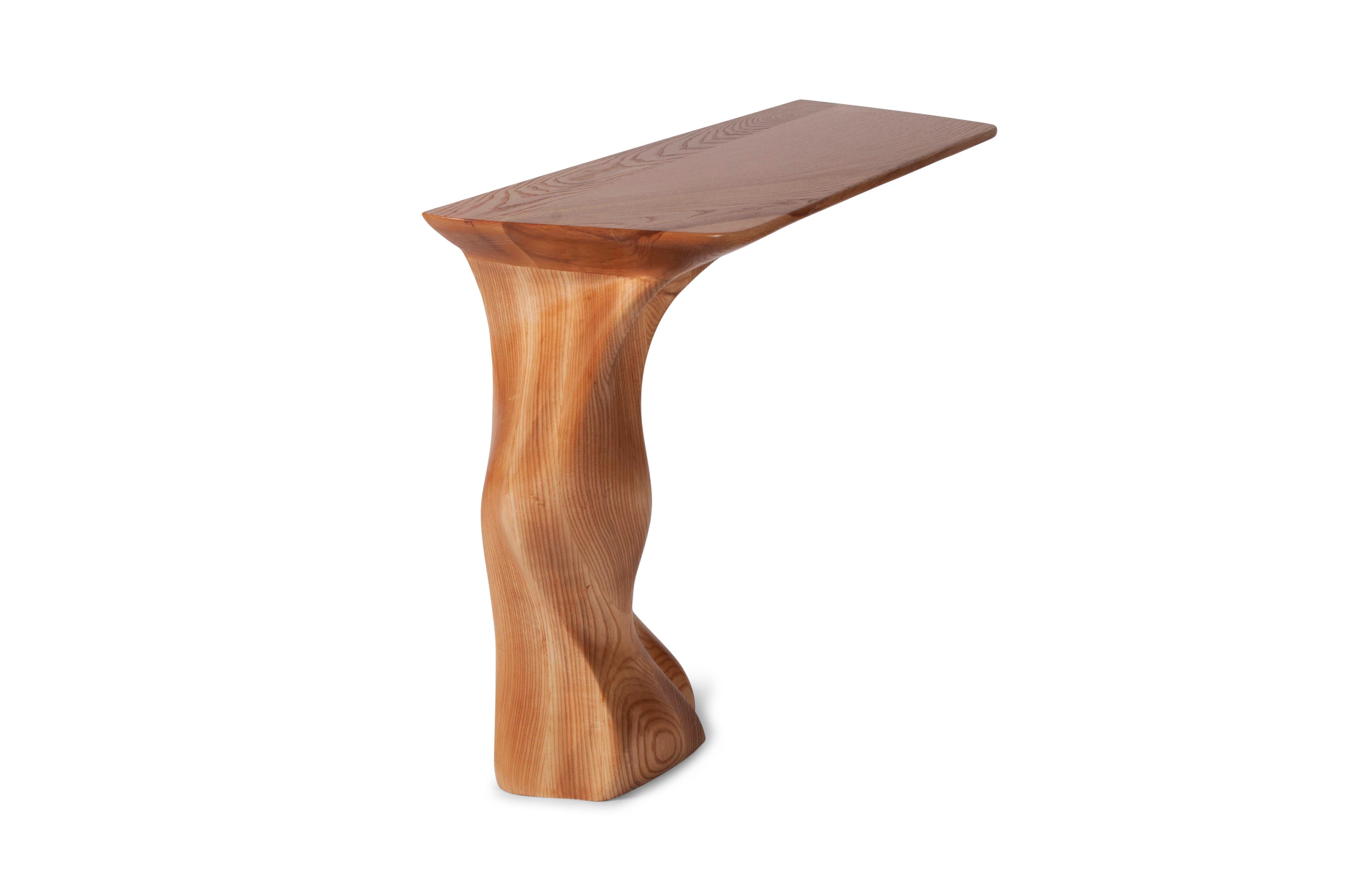 Frolic wall mounted console table, Honey stain, Ash wood by Amorph In New Condition For Sale In Los Angeles, CA