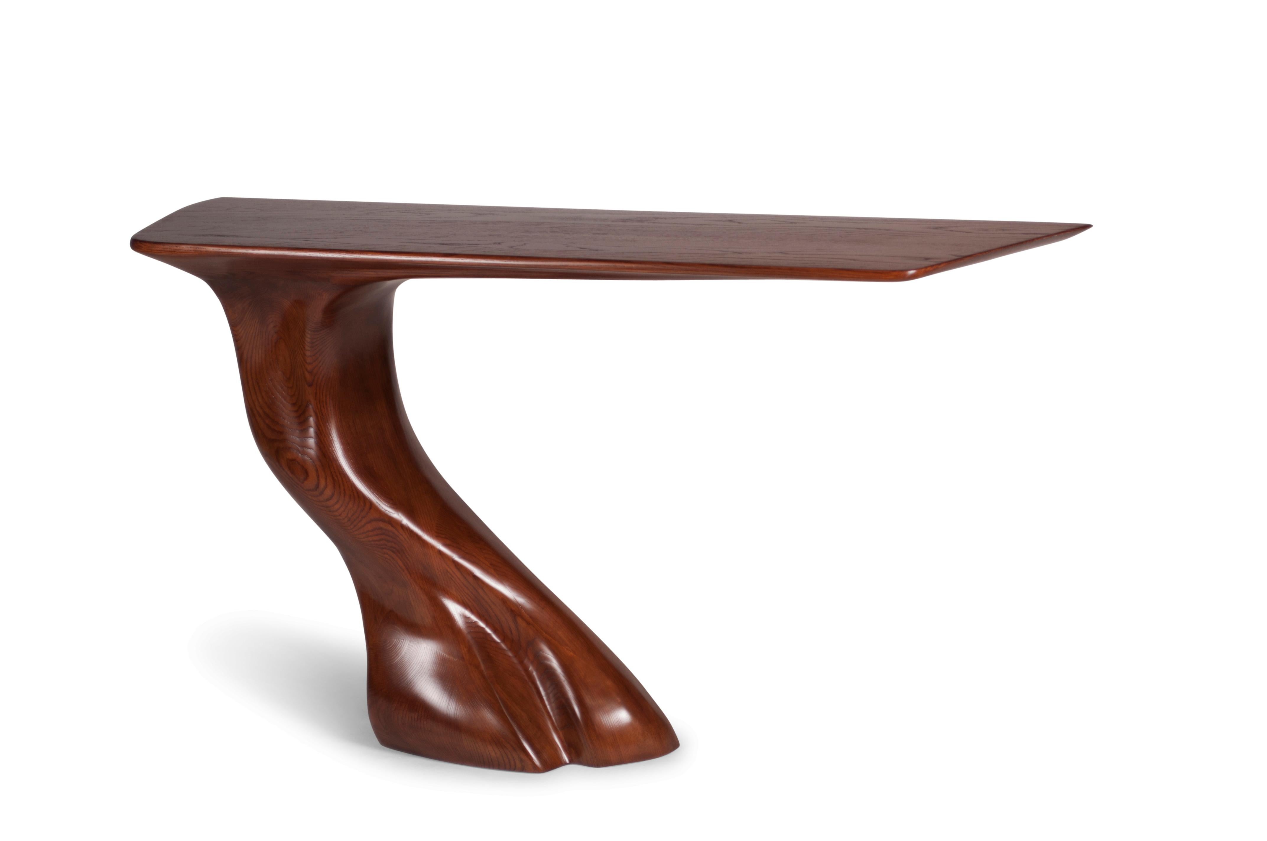 Organic Modern Frolic Console Table, Wall Mounted, Walnut stain, Ash wood by Amorph For Sale