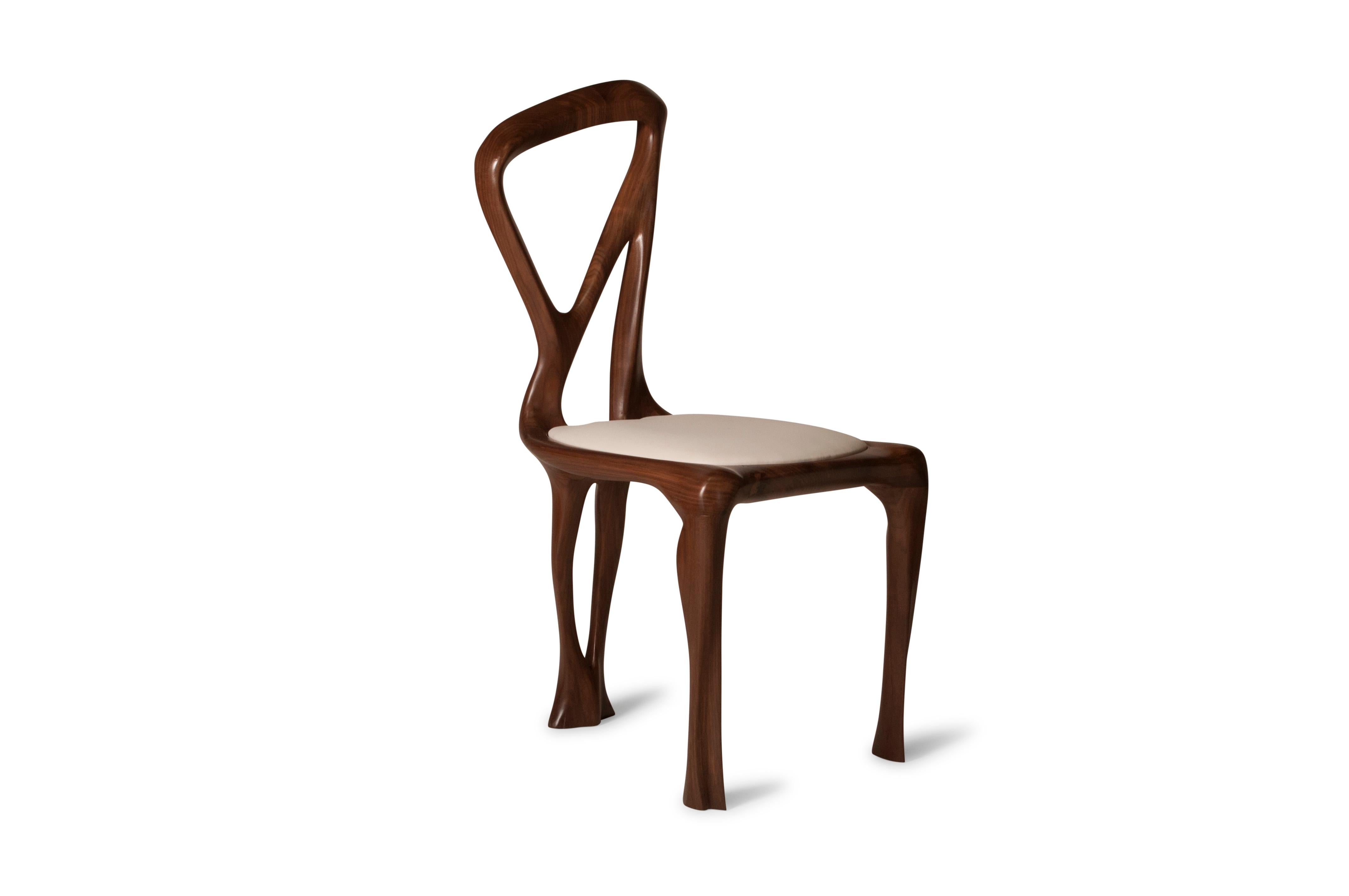Modern Amorph Gazelle Dining Chair, Solid Walnut, Natural Stain For Sale
