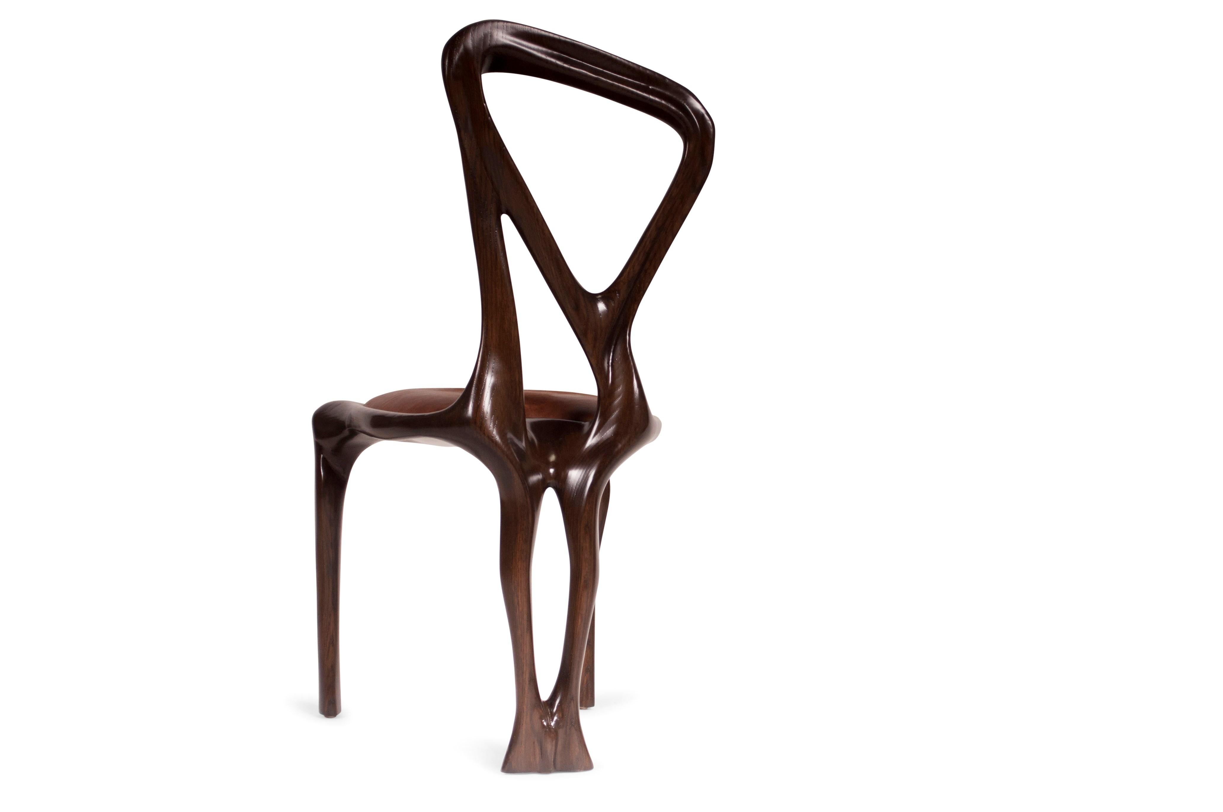 Amorph Gazelle Dining Chair, Solid Wood, Stained Graphite Walnut In New Condition For Sale In Los Angeles, CA