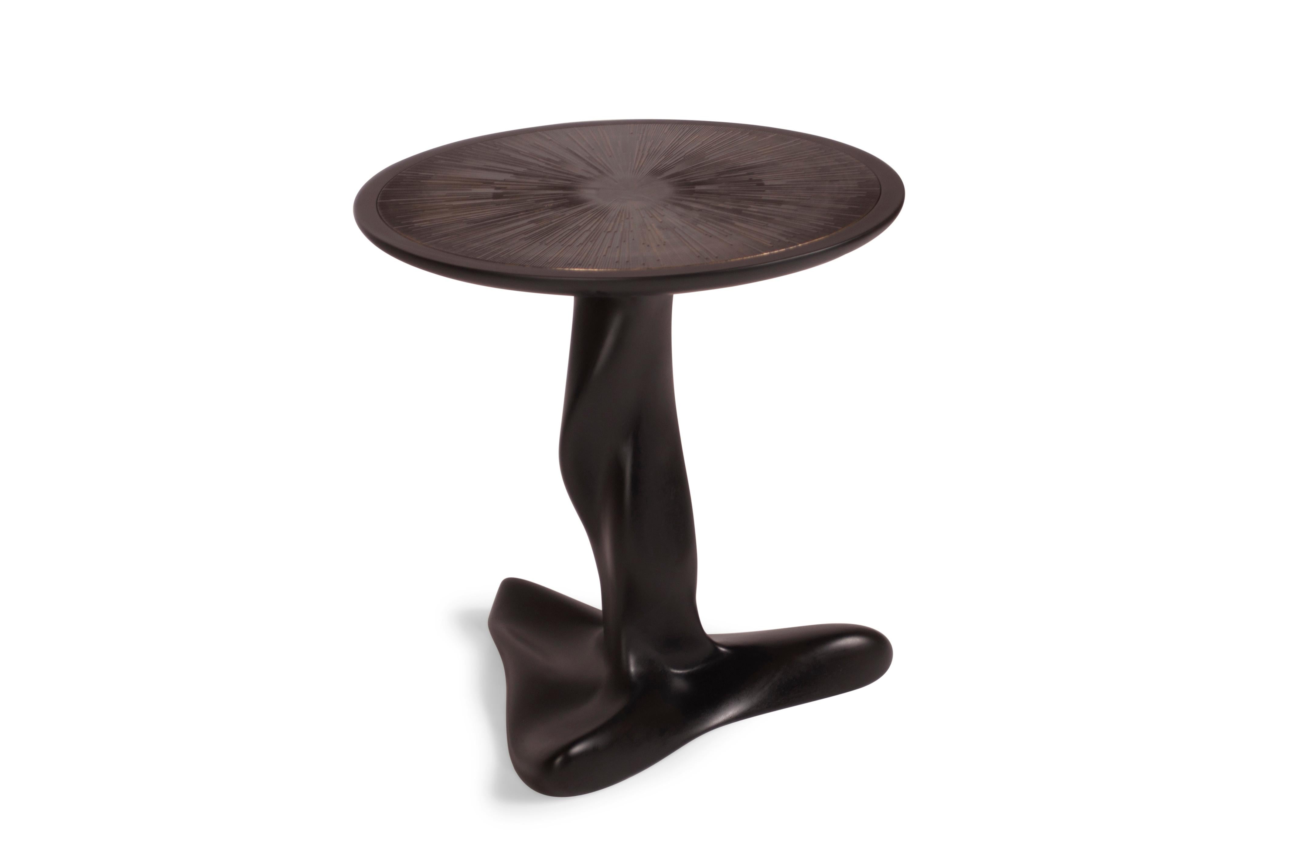 American Helios Table Black Lacquer Gold leaf by Amorph For Sale