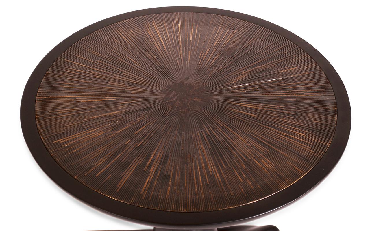 Carved Helios Table Black Lacquer Gold leaf by Amorph For Sale