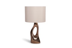 Amorph Helix Table Lamp, Casted Bronze with Ivory Silk Shade