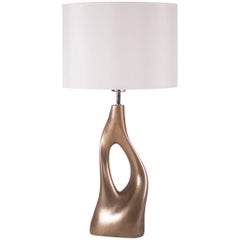 Amorph Helix Table Lamp, Gold Metal Finish, Ivory Silk shade