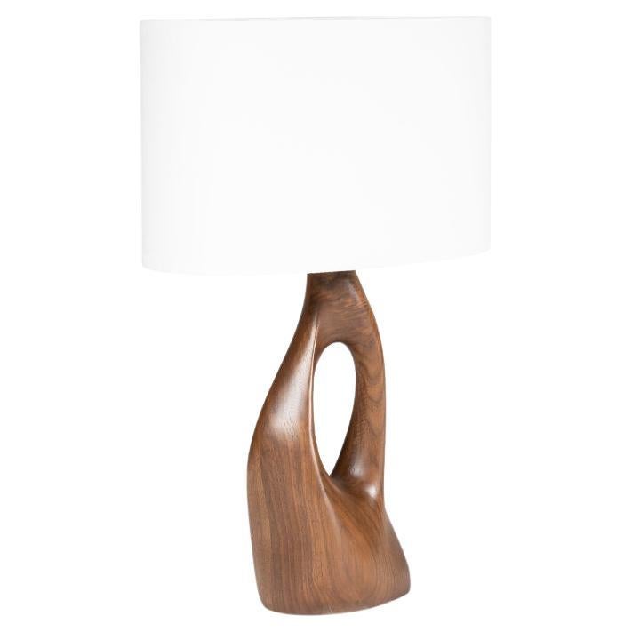 Lampada da tavolo Helix in legno di Wood Wood con paralume ovale in seta color avorio, di Amorph