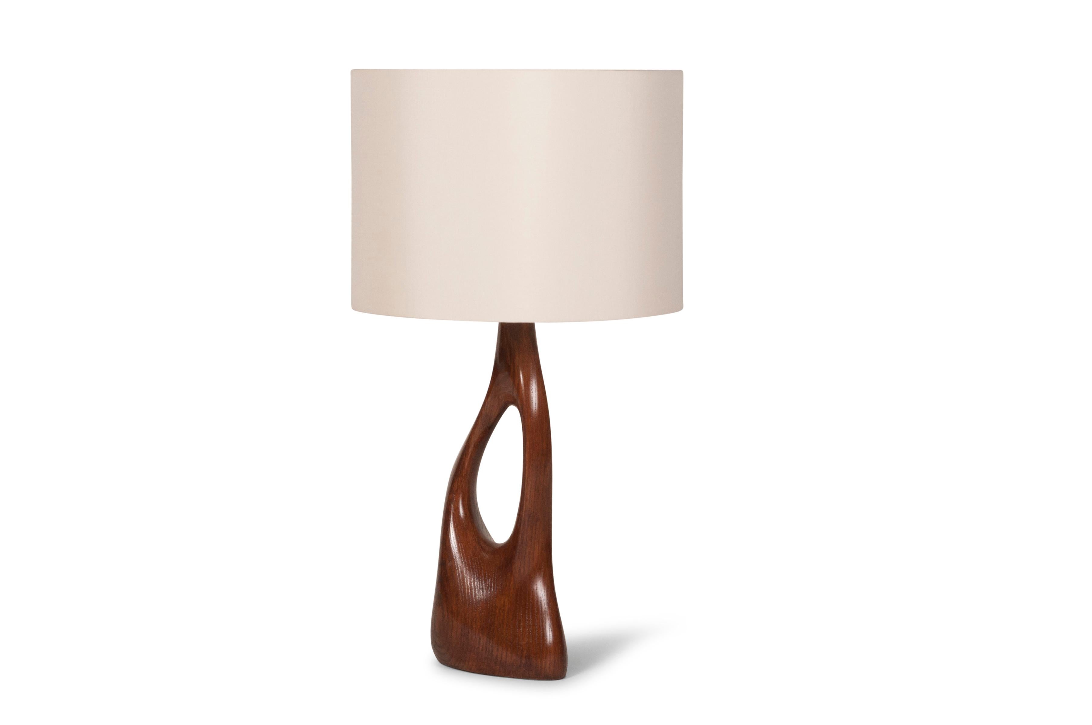 Sculptural table lamp made from ashwood with walnut stained
Dimension base: 16