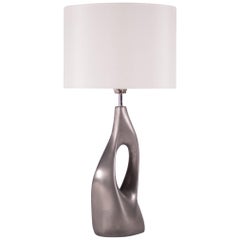Amorph Helix Table Lamp, White Gold, Metal Finish, Ivory Silk Shade