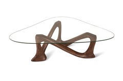 Table basse sculpturale Hermosa Bois de frêne Plateau en verre par Amorph