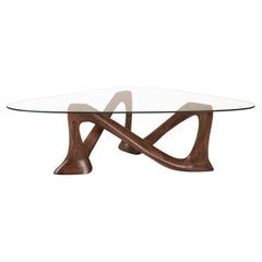 Couchtisch Hermosa mit Graphit-Walnussholz-Beschichtung, Eschenholz 1/2" Temperaglas von Amorph