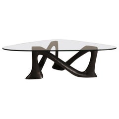 Amorph Hermosa Coffee Table with Tempered Glass, Solid Wood in Ebony Stain