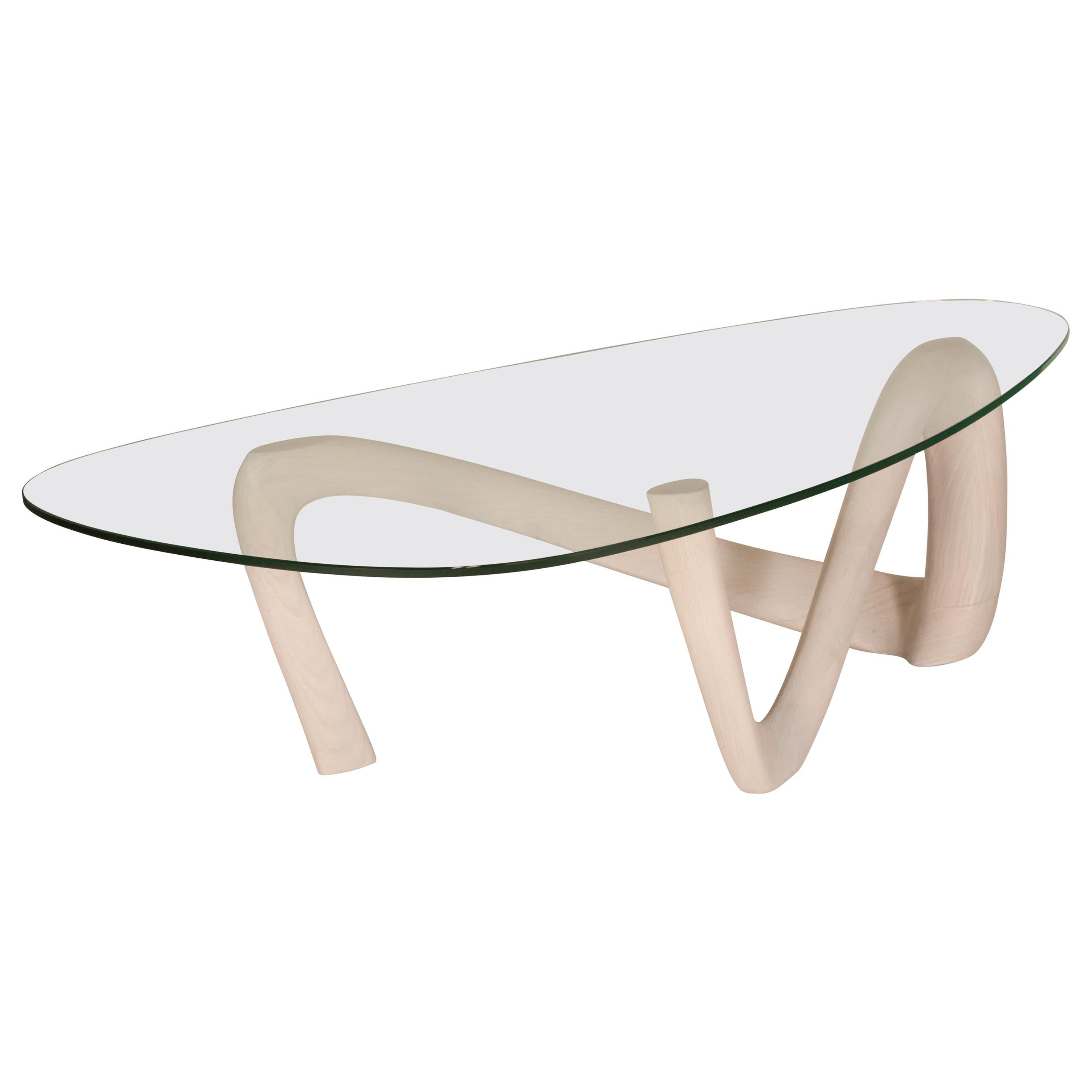 Amorph Iris Coffee Table with Glass Whitewash Stain