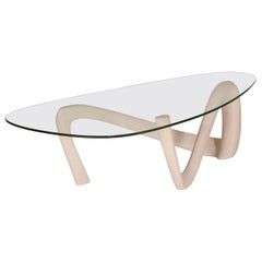 Amorph Iris Coffee Table with Glass Whitewash Stain on Ash wood