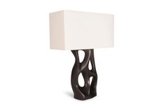 Amorph Loop Table Lamp in Ebony Stain on Ash wood with Ivory Silk Shade