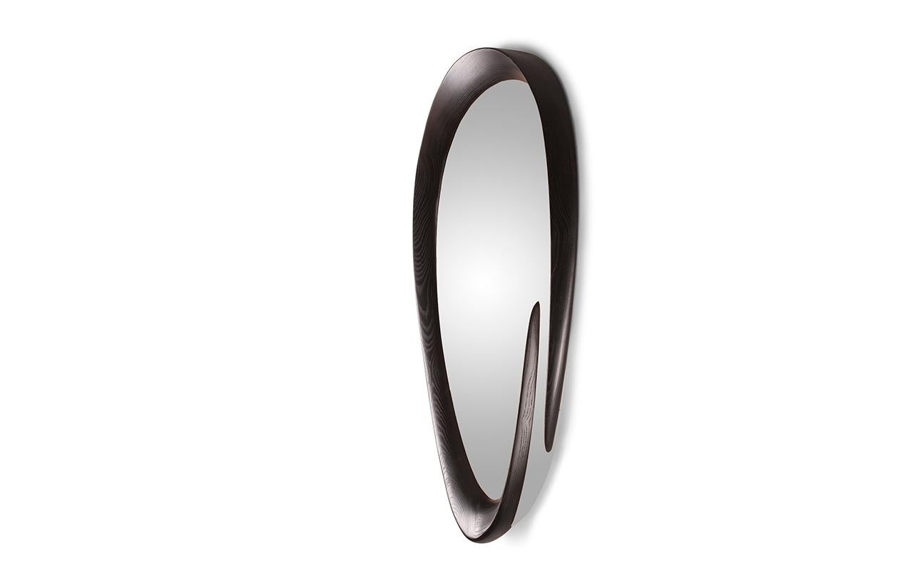 Modern Amorph Mia Mirror in Ebony Stain on Ash Wood Contemporary Style  For Sale