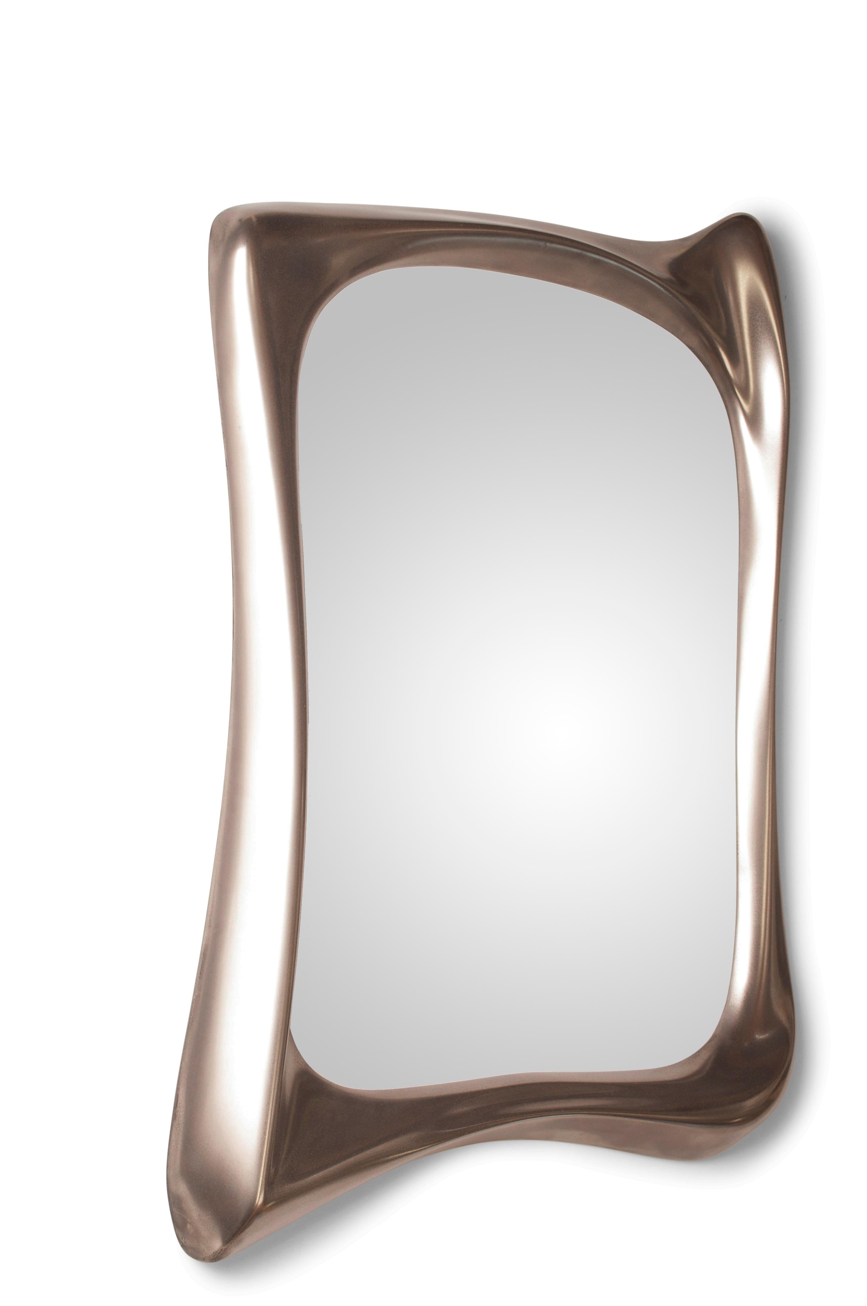 Modern Amorph Narcissus Mirror, Metal Finish Nickel