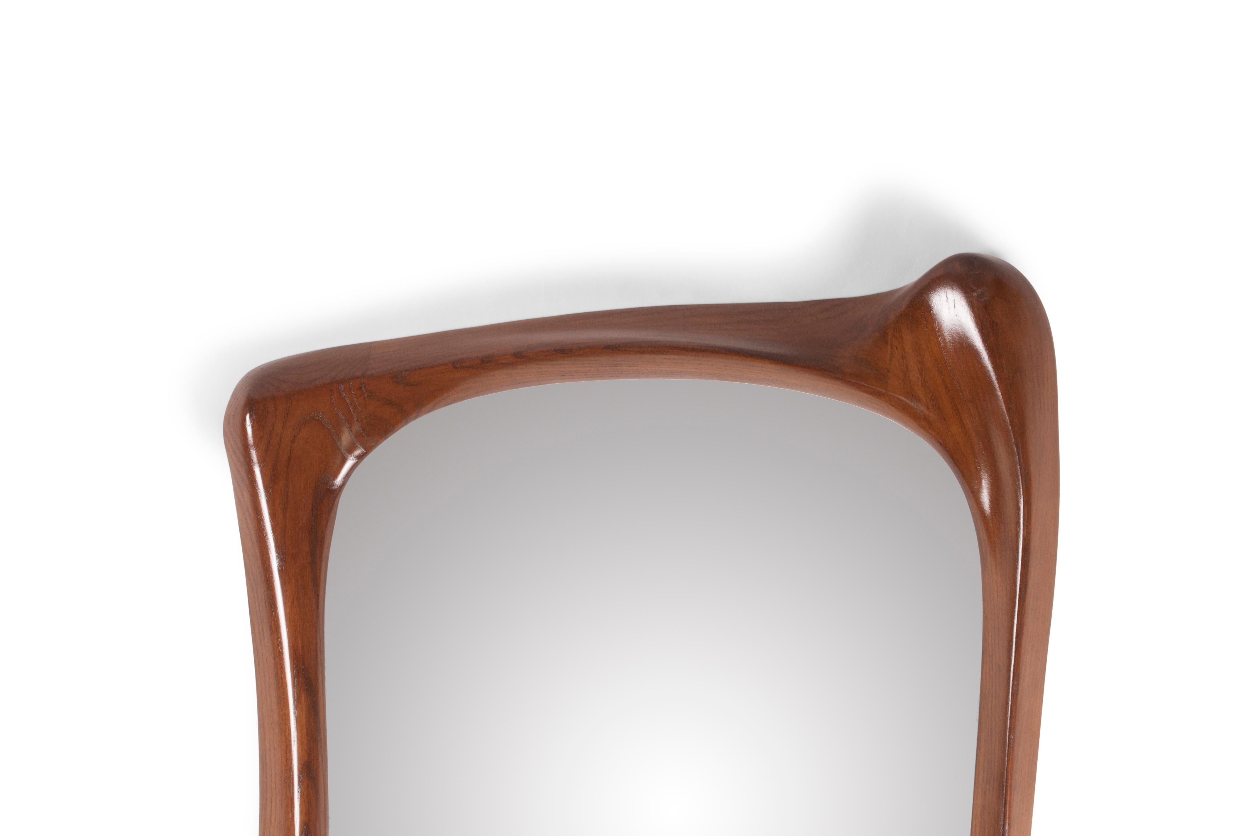 Modern Amorph Narcissus Mirror Walnut stain on Ash wood  For Sale