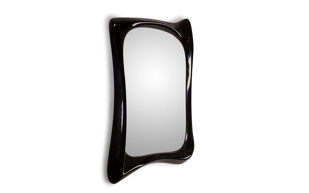 American Amorph Narcissus Modern Mirror in Black lacquer finish For Sale