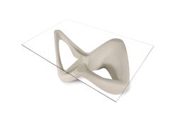 Table basse Amorph Net laquée blanche avec plateau de table en verre
