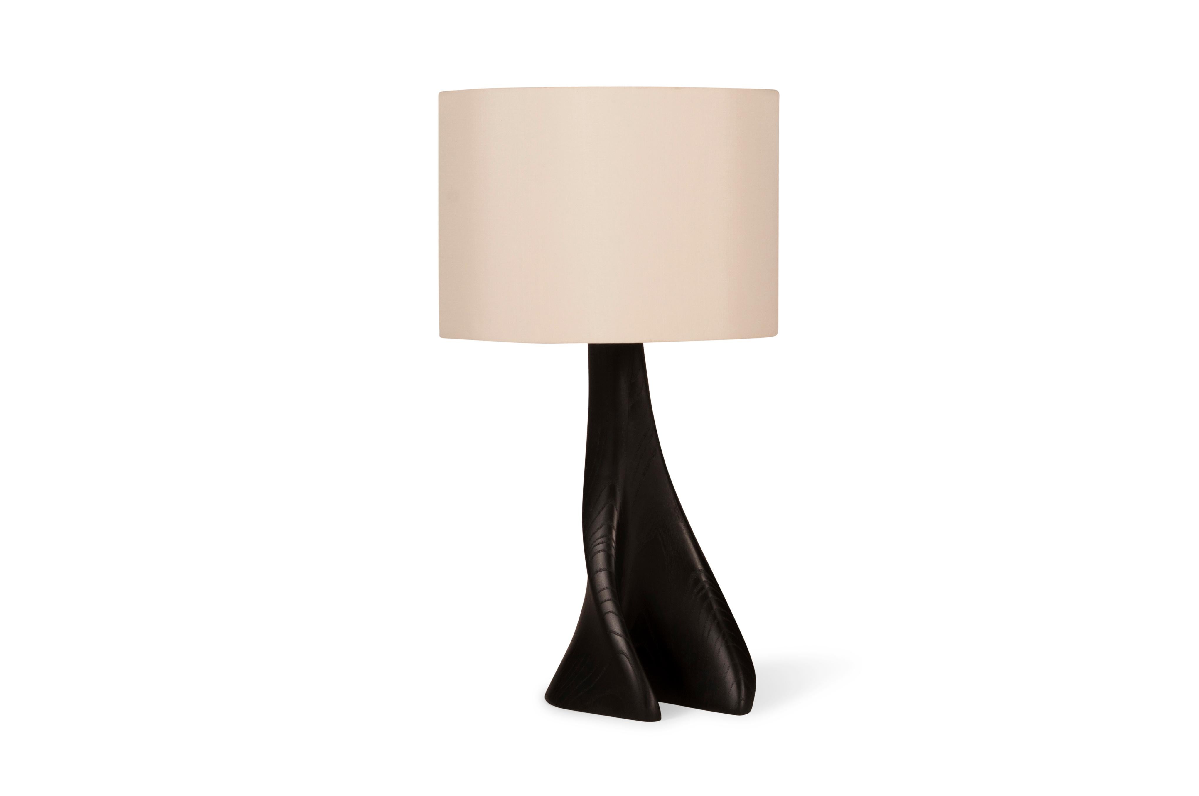 American Nile Lamp Ebony stain on Ash wood with Ivory Silk Shade by Amorph For Sale