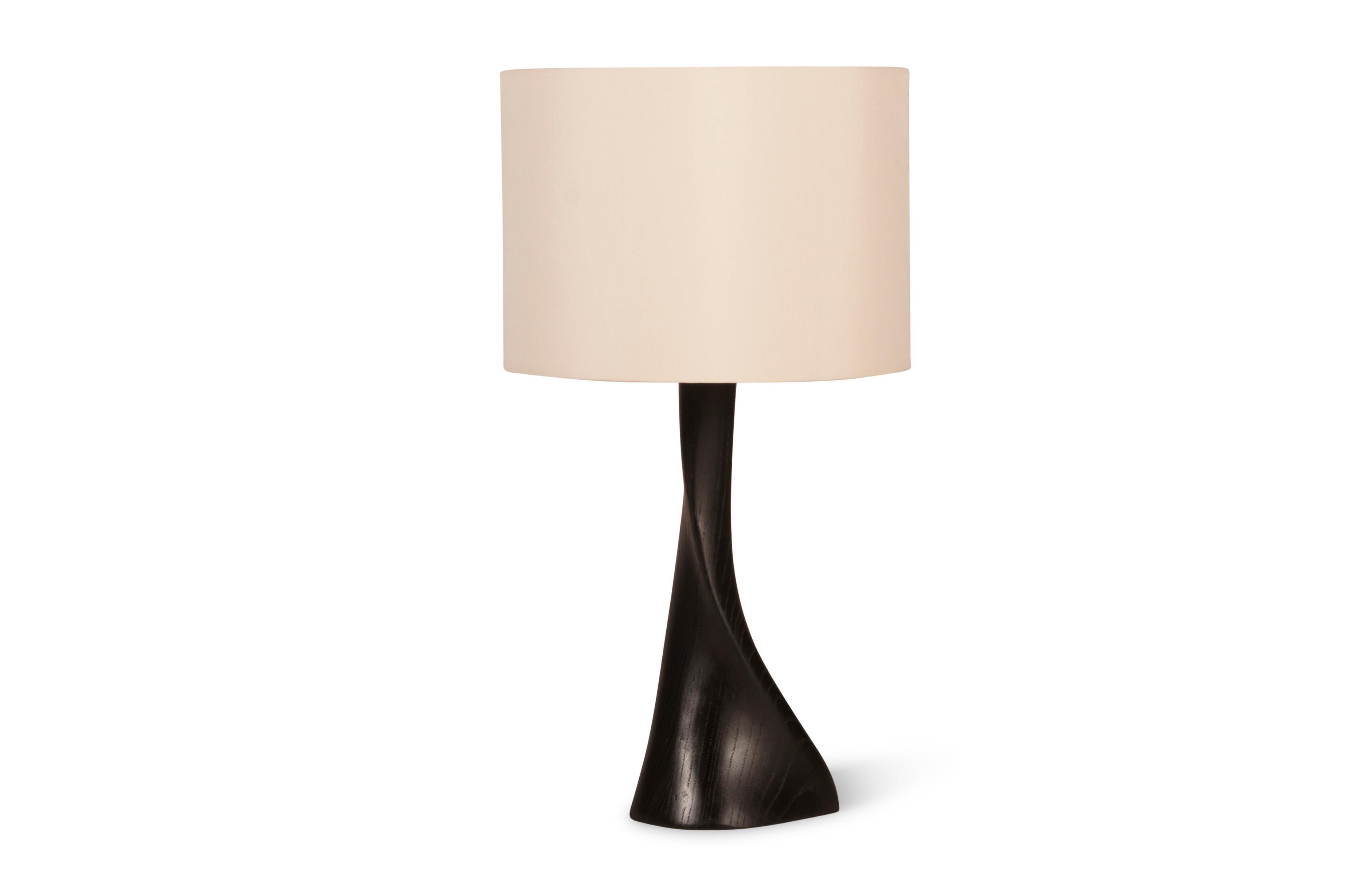 Nile Lamp Ebony stain on Ash wood with Ivory Silk Shade by Amorph In New Condition For Sale In Los Angeles, CA